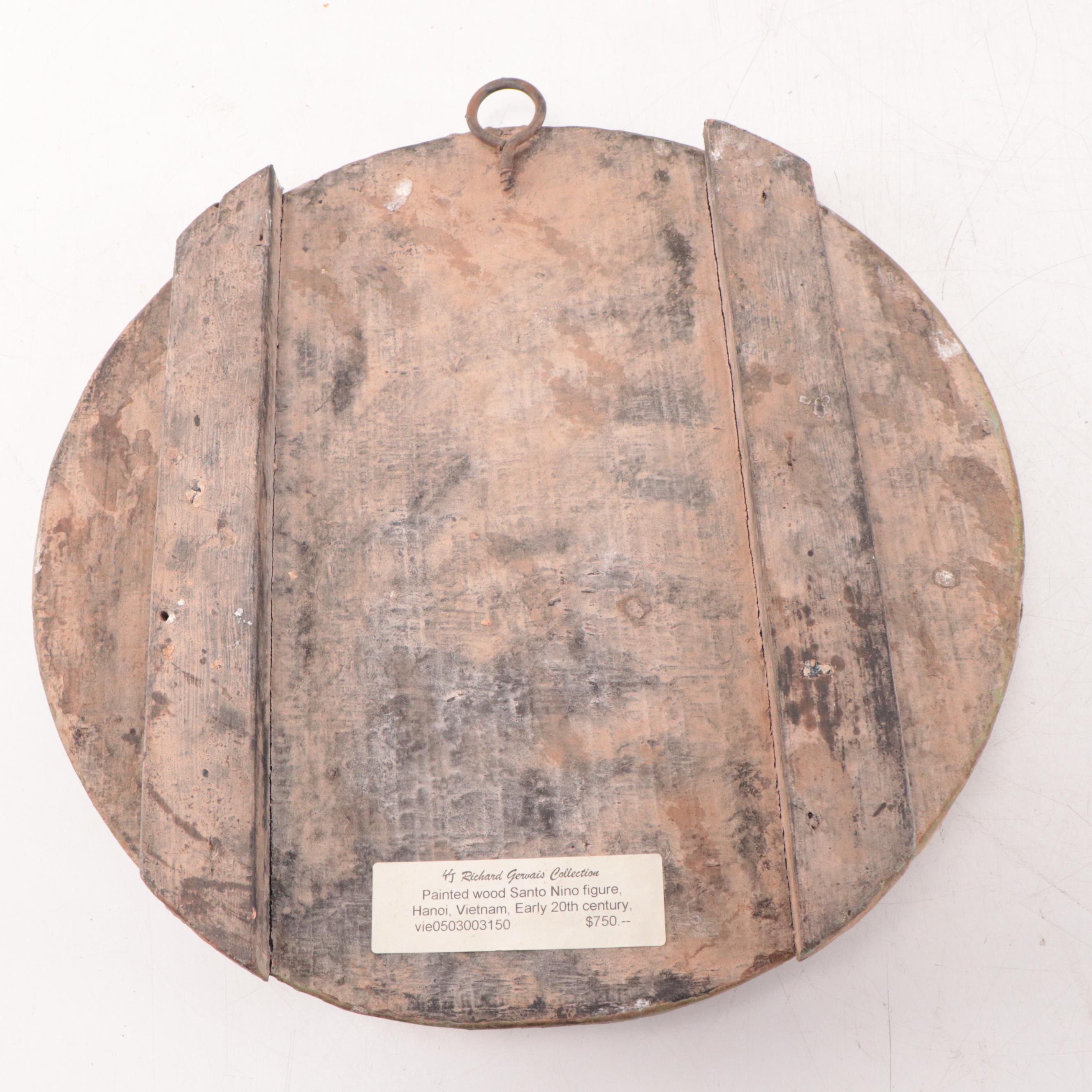 Vietnamese Carved Wooden Plaque and Indian Stone Offering Stand