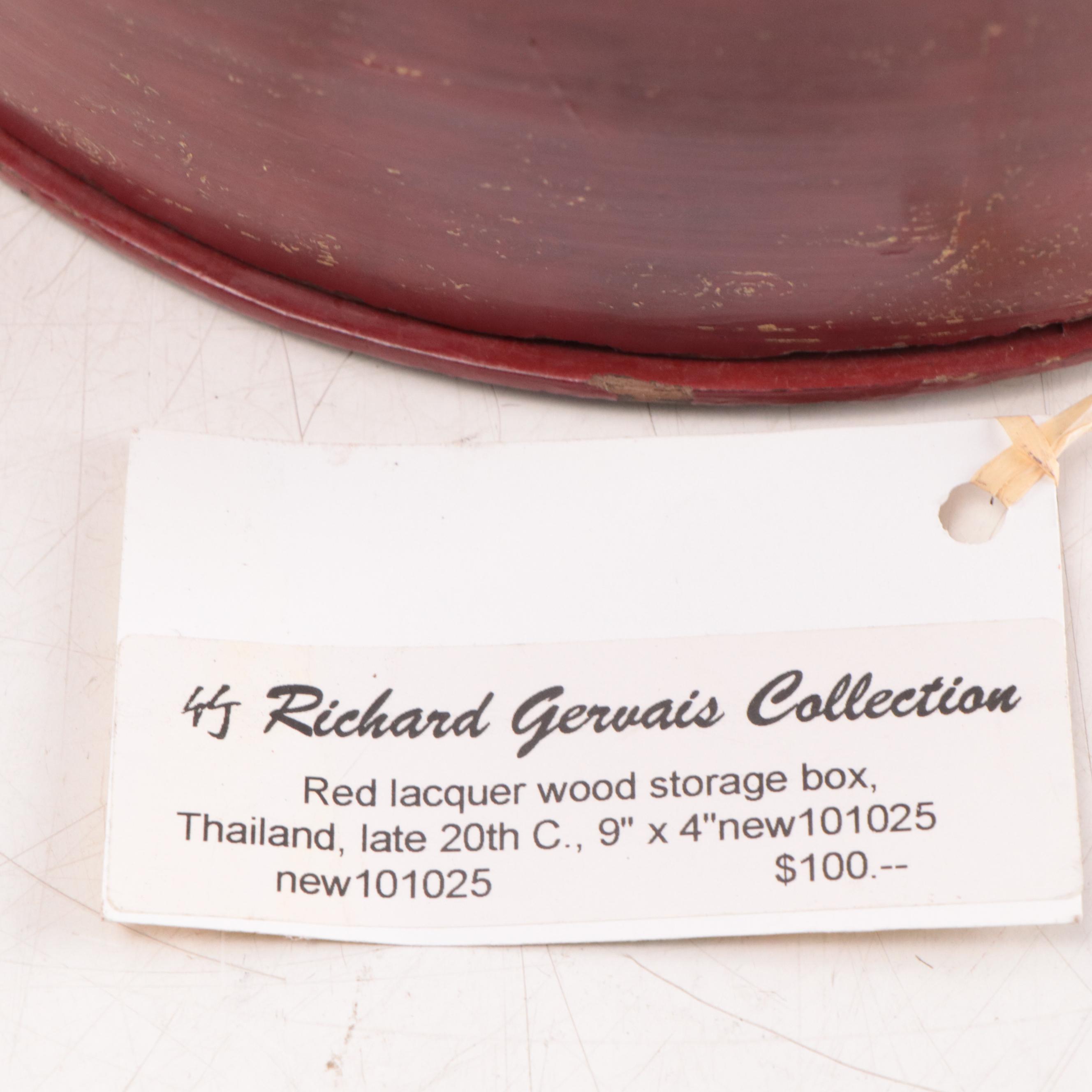 Chinese Lacquered Wood Hat Box and Southeast Asian Lacquered Wood Storage Box