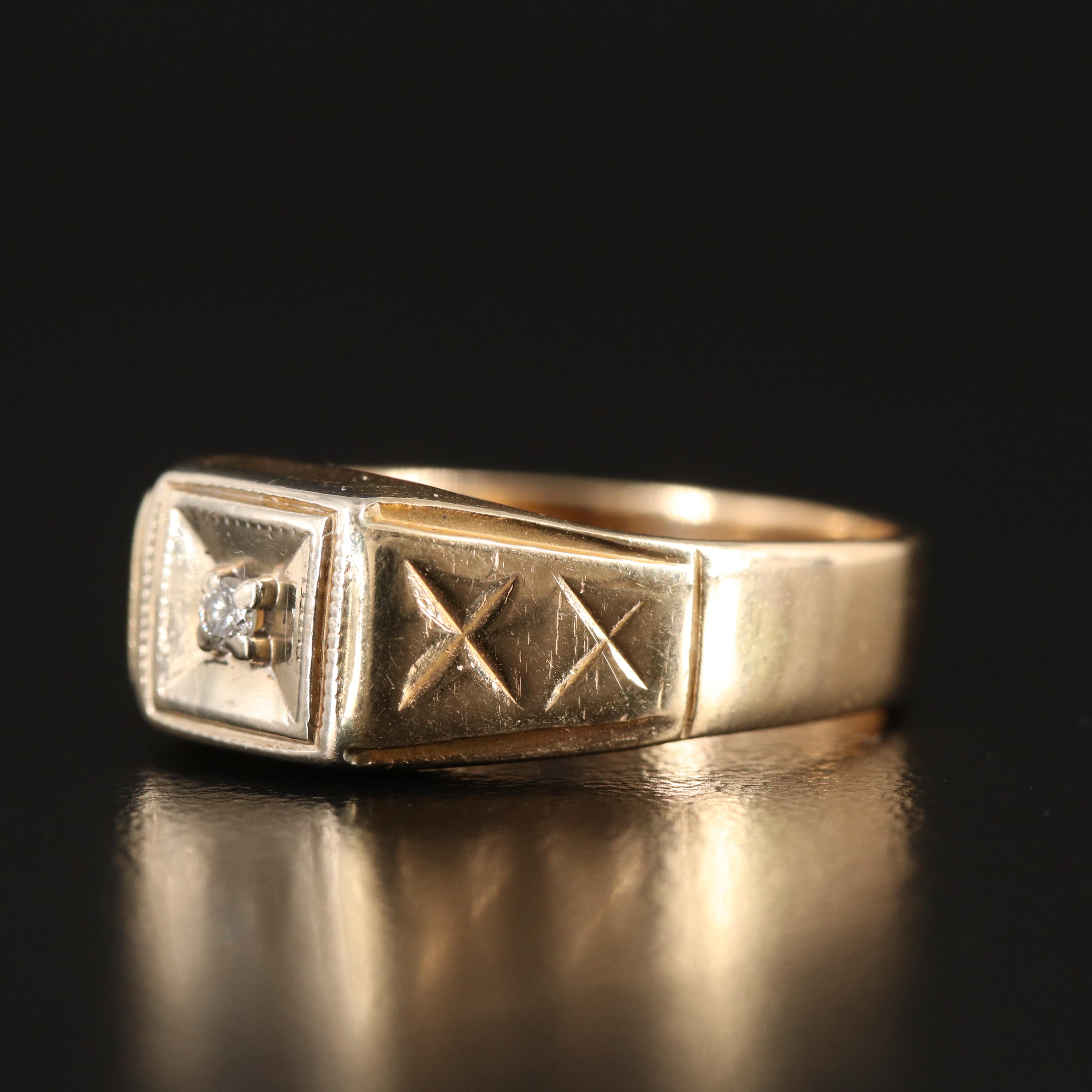 14K 0.03 CT Diamond Ring