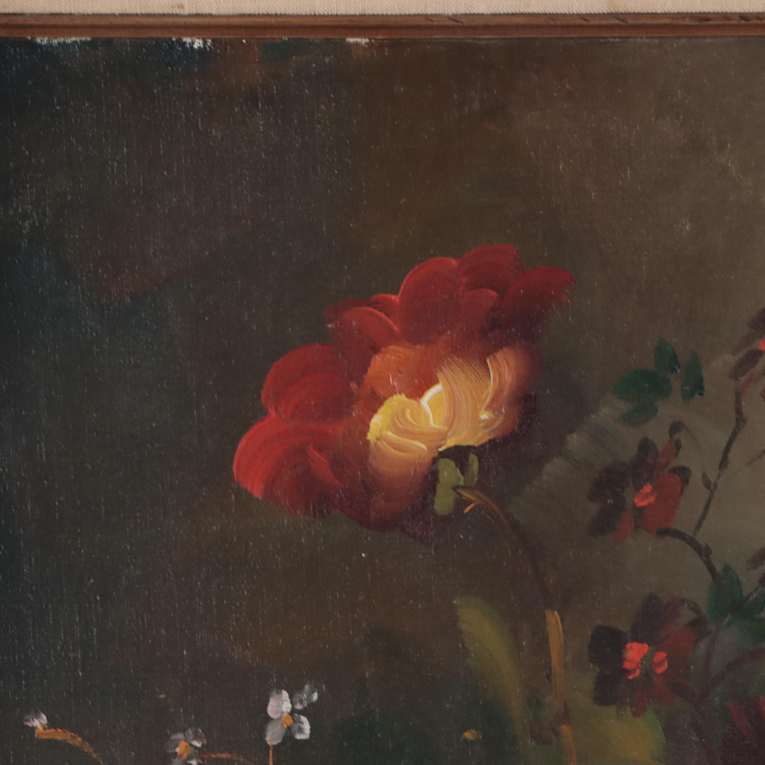 P. Attali Floral Still Life Oil Painting, Late 20th Century