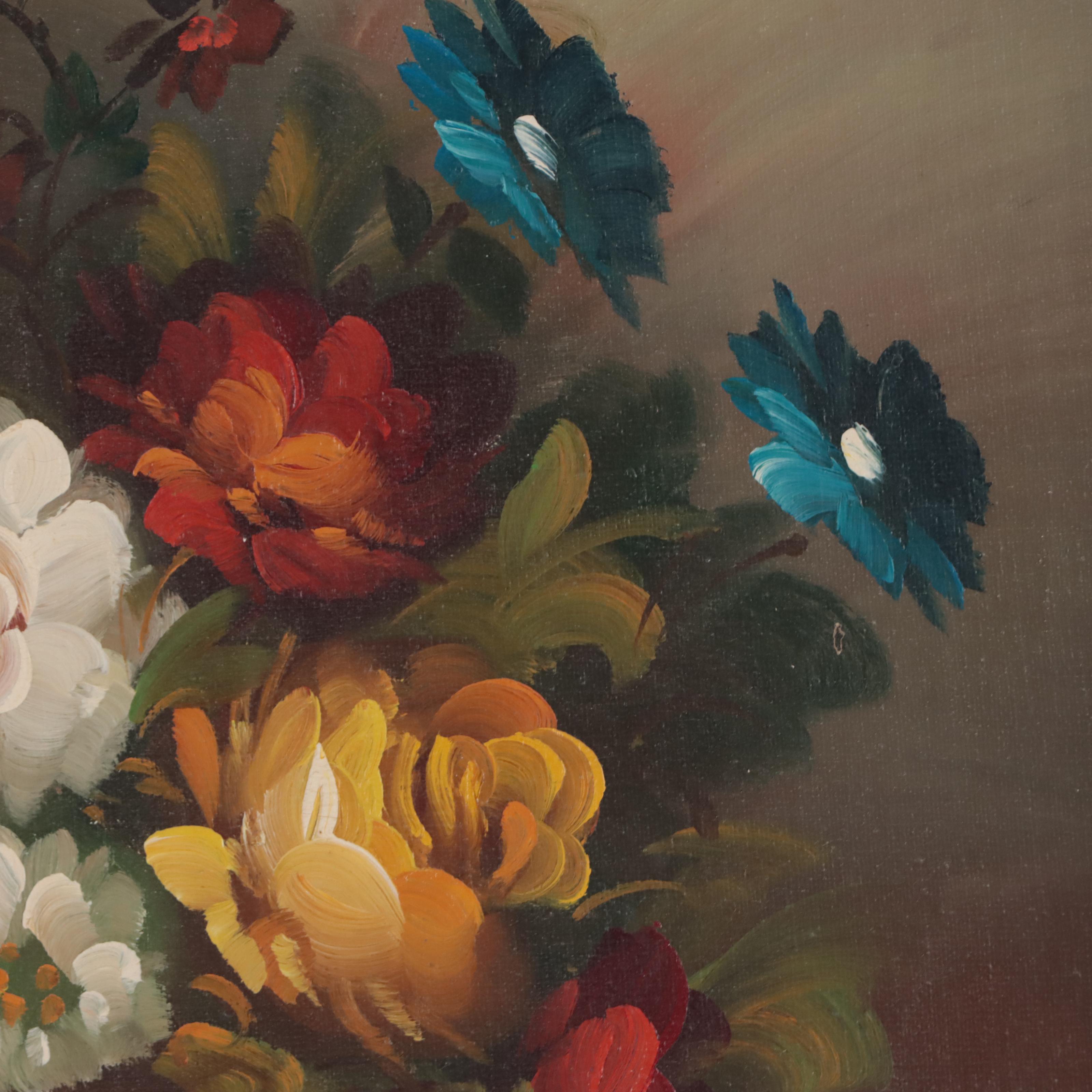 P. Attali Floral Still Life Oil Painting, Late 20th Century