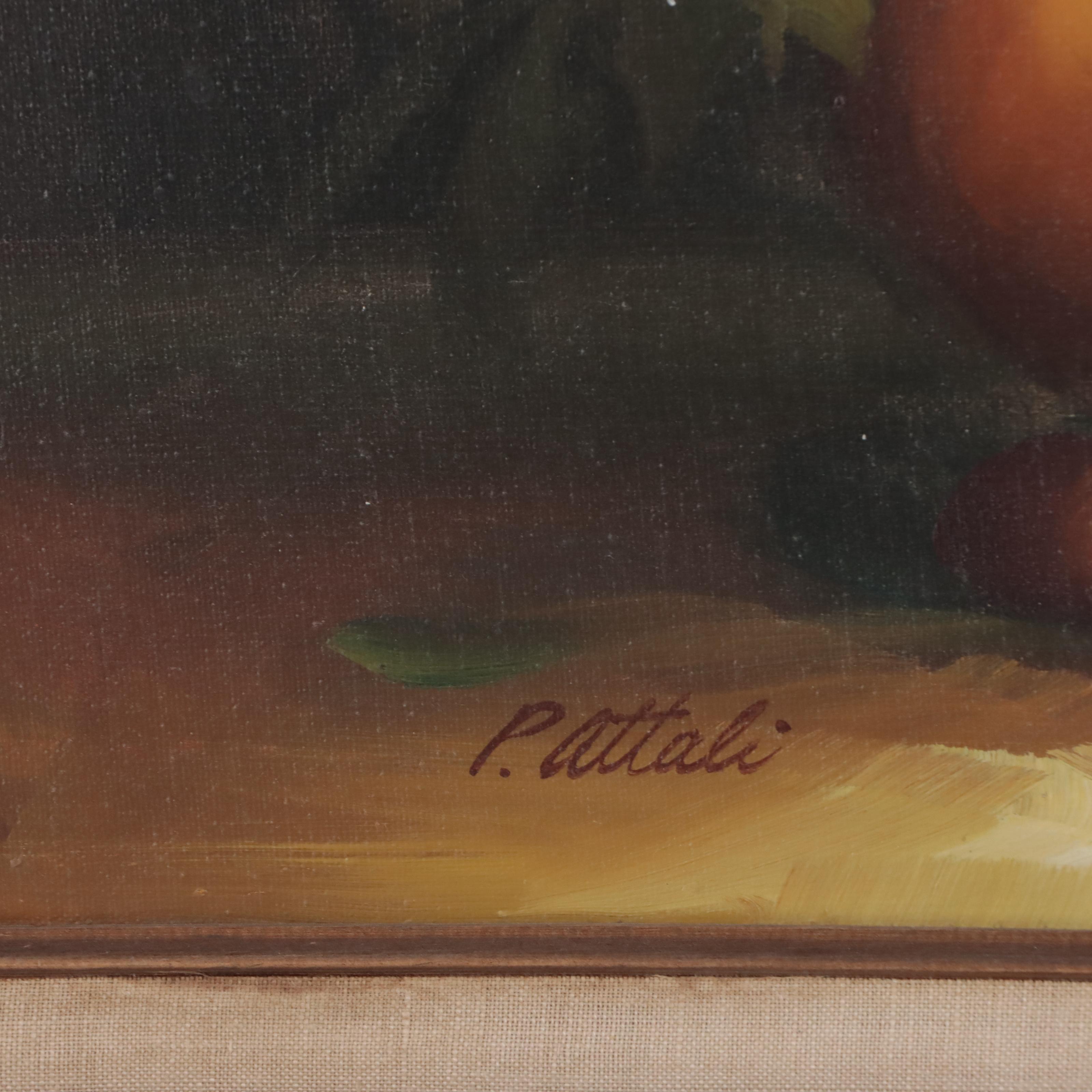 P. Attali Floral Still Life Oil Painting, Late 20th Century