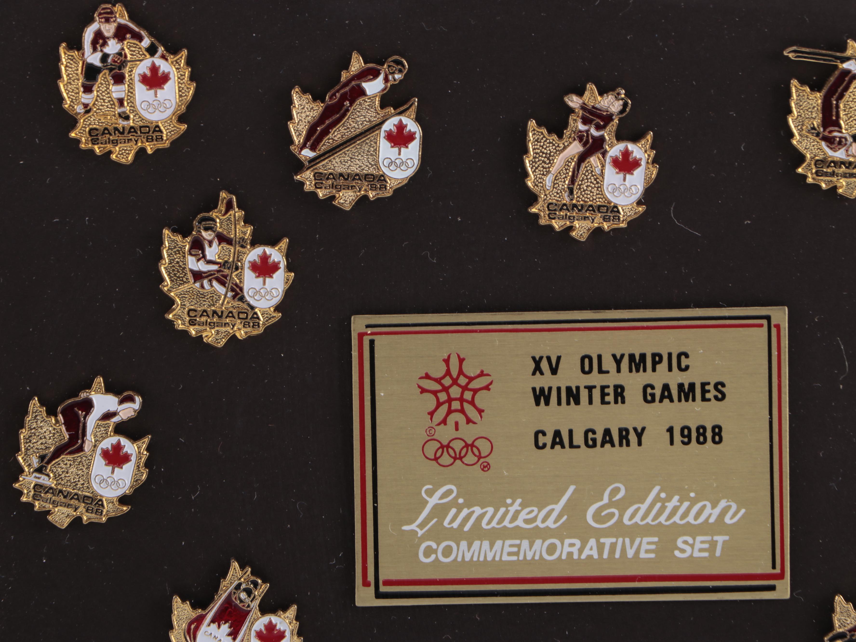 Games of the XVth Winter Olympics and More Winter Olympics Pinback Sets, 1980s