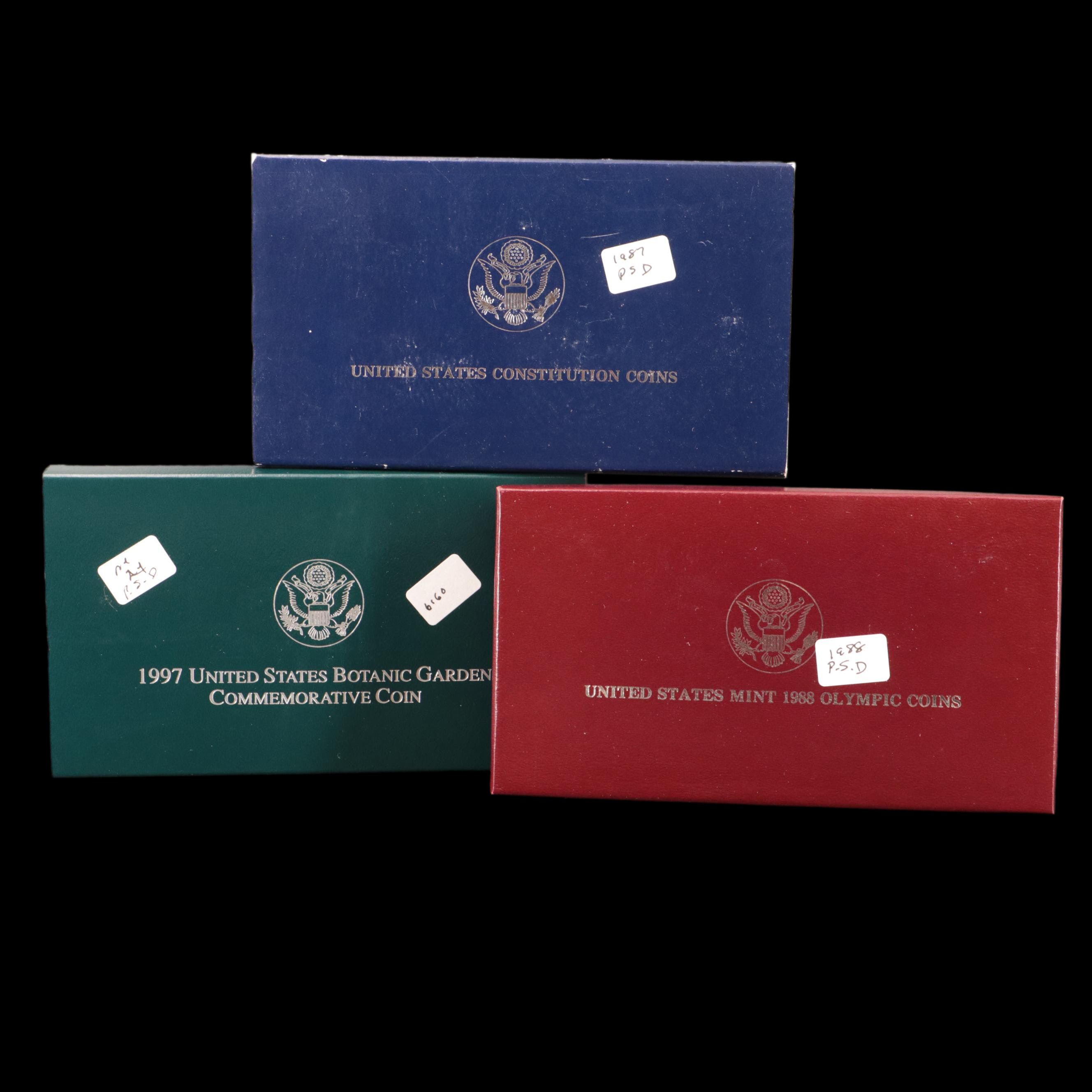 Three Different Modern Commemorative Proof Silver Dollars