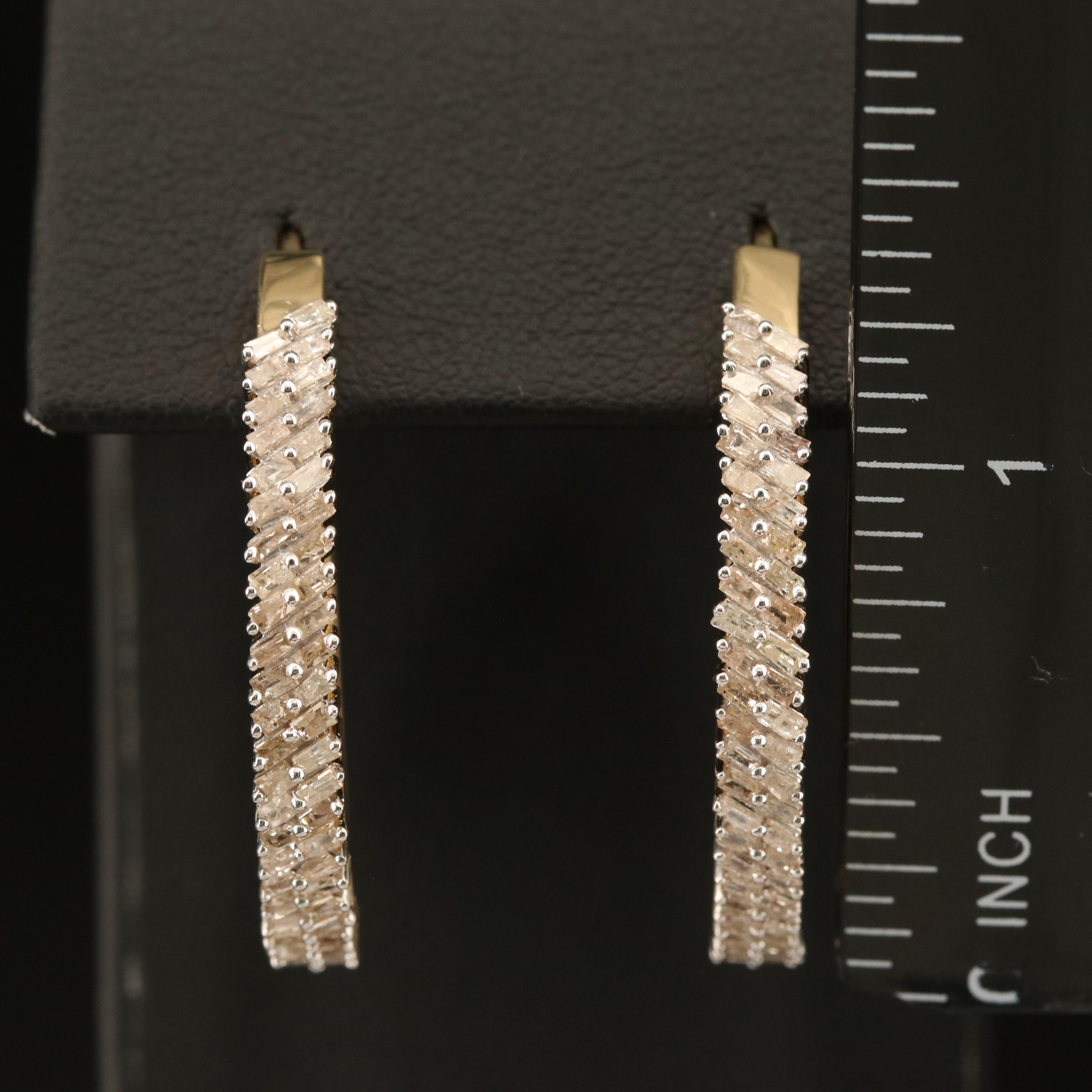 Sterling 1.02 CTW Diamond Hoop Earrings