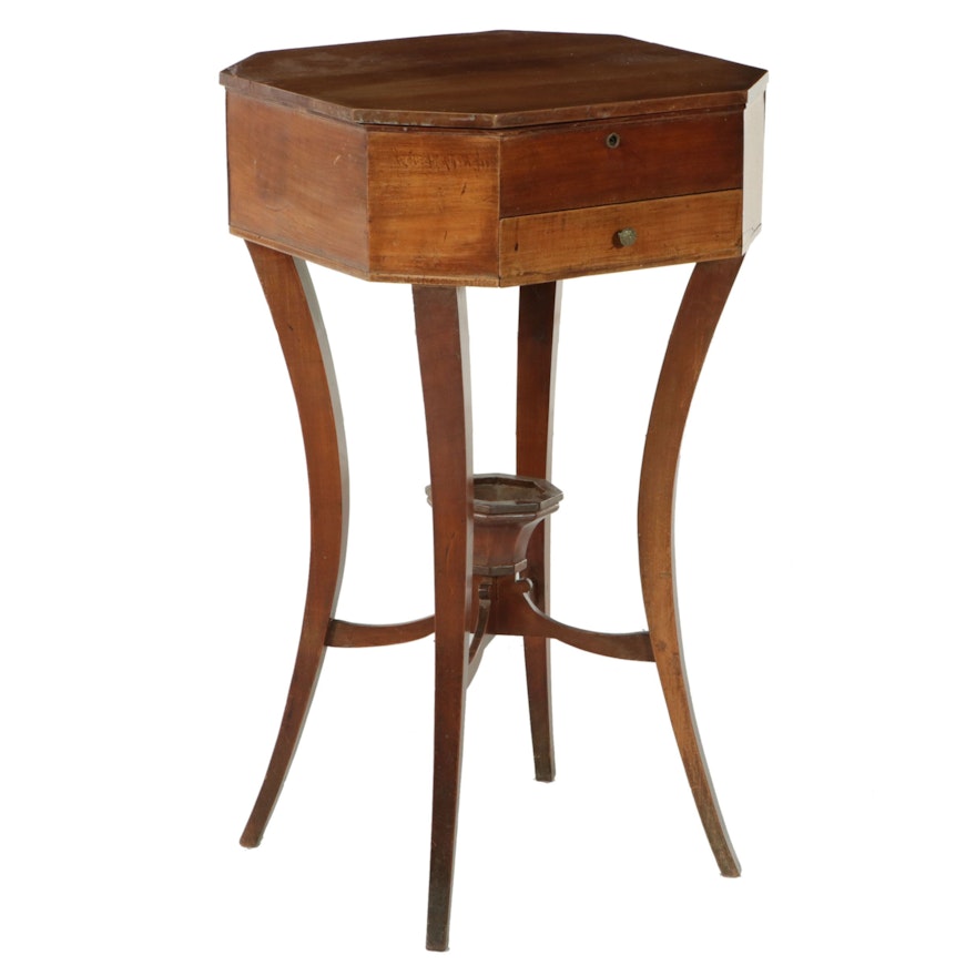 Biedermeier Fruitwood Lift-Top Sewing Table, Early to Mid-19th C.