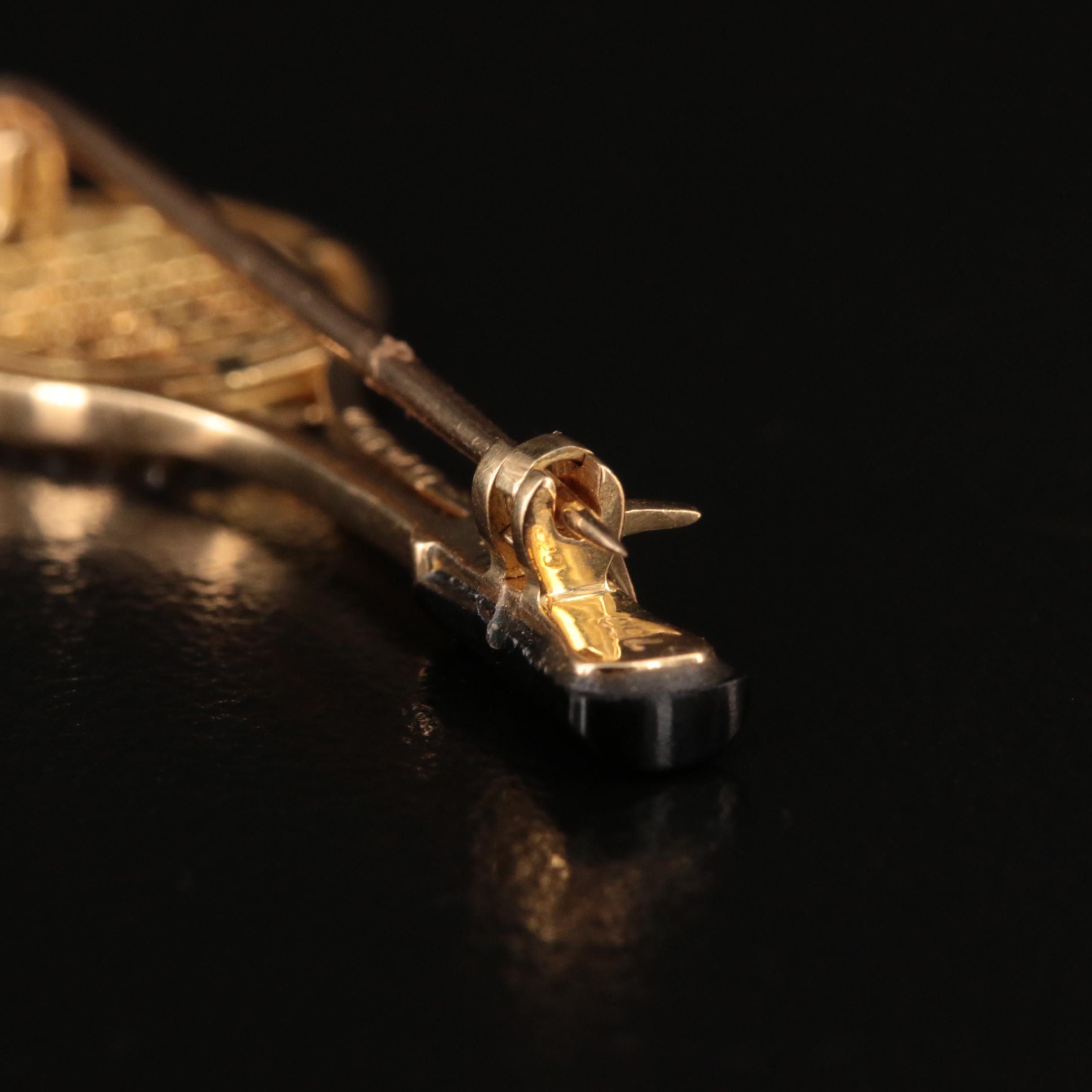 18K Diamond and Black Onyx Tennis Racket Brooch