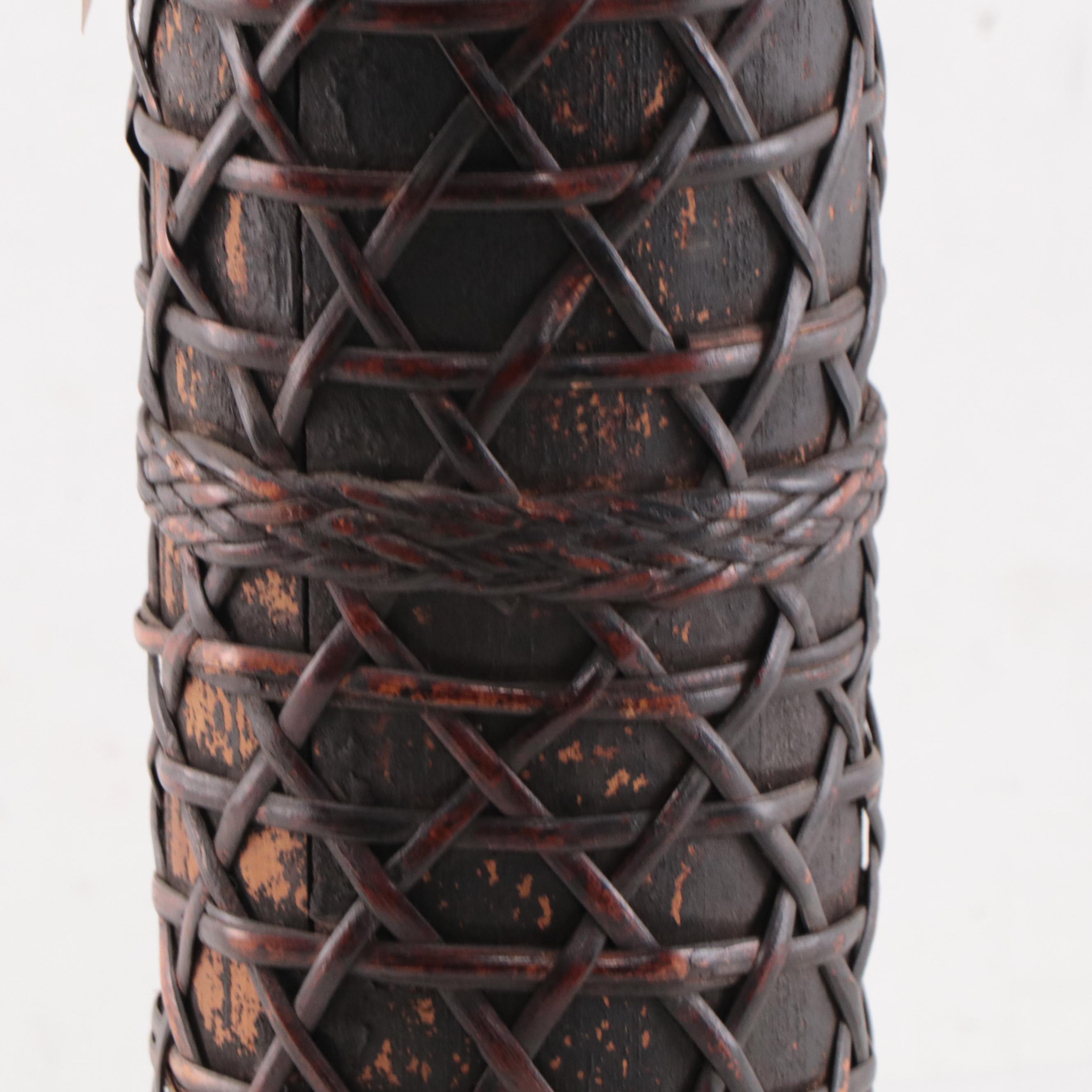 Philippine Bamboo Container With Woven Detail, Late 20th Century