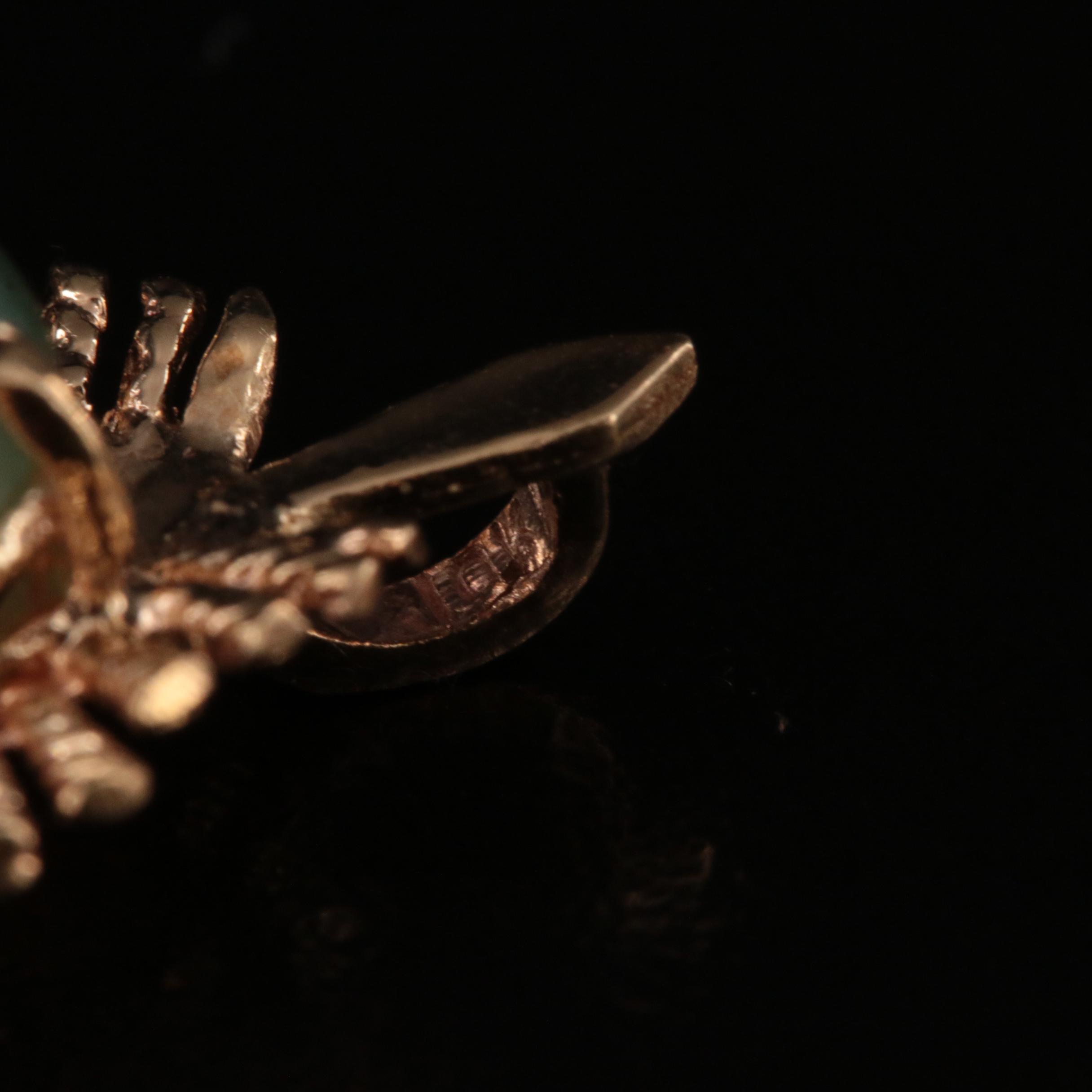 Vintage 14K Jadeite Fan Earrings and Pendant Set