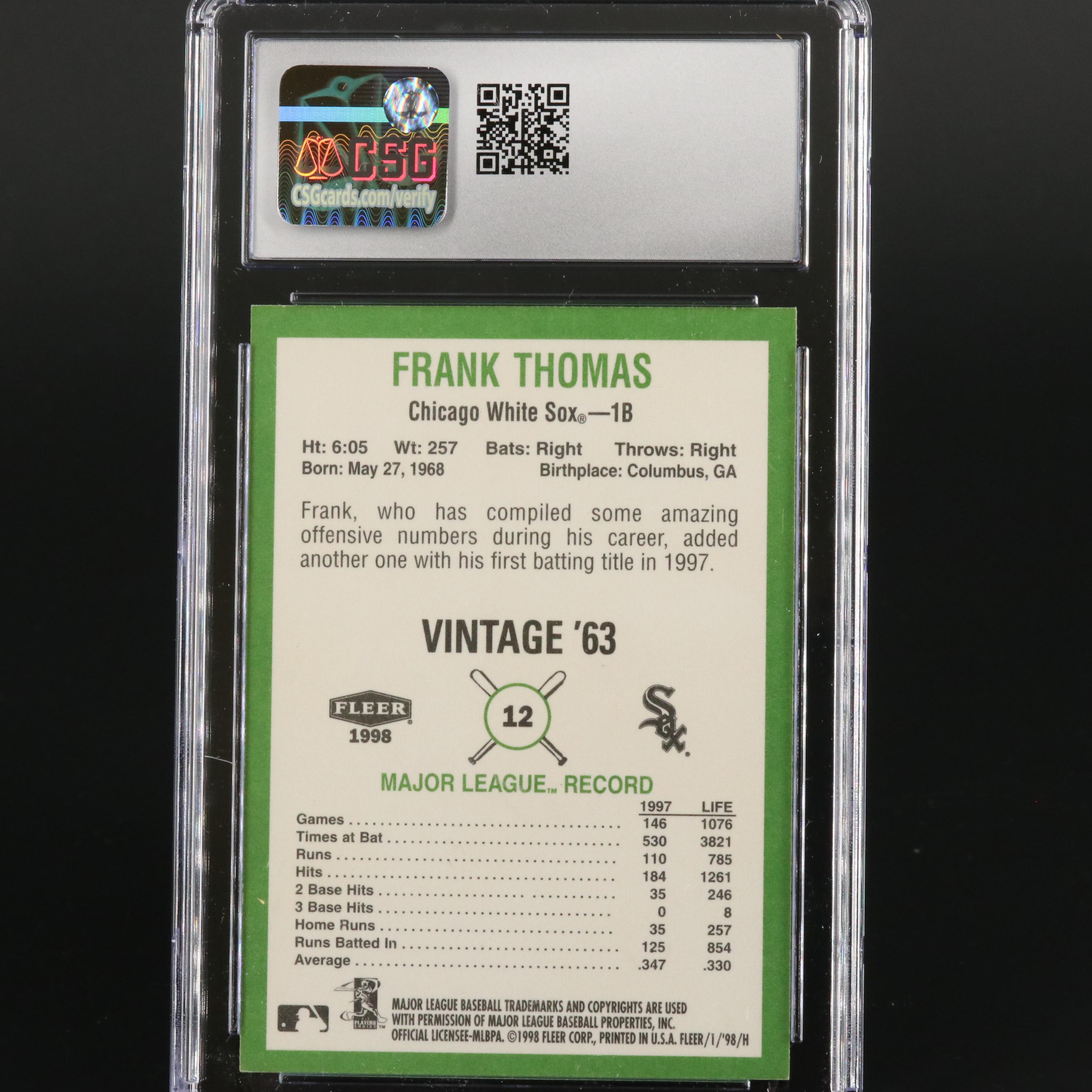 1998 Fleer Tradition Vintage '63 Frank Thomas CSG 6 #12