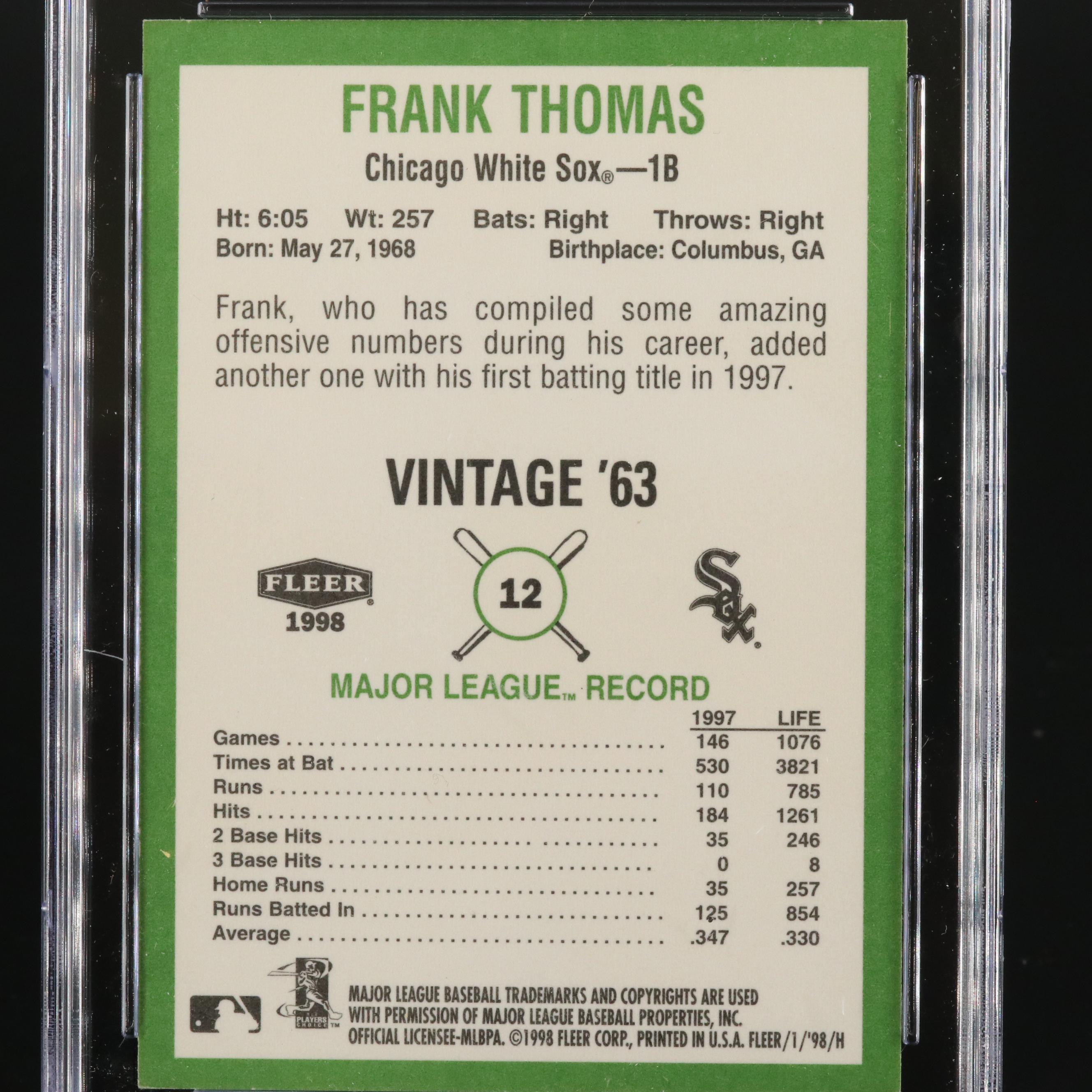 1998 Fleer Tradition Vintage '63 Frank Thomas CSG 6 #12