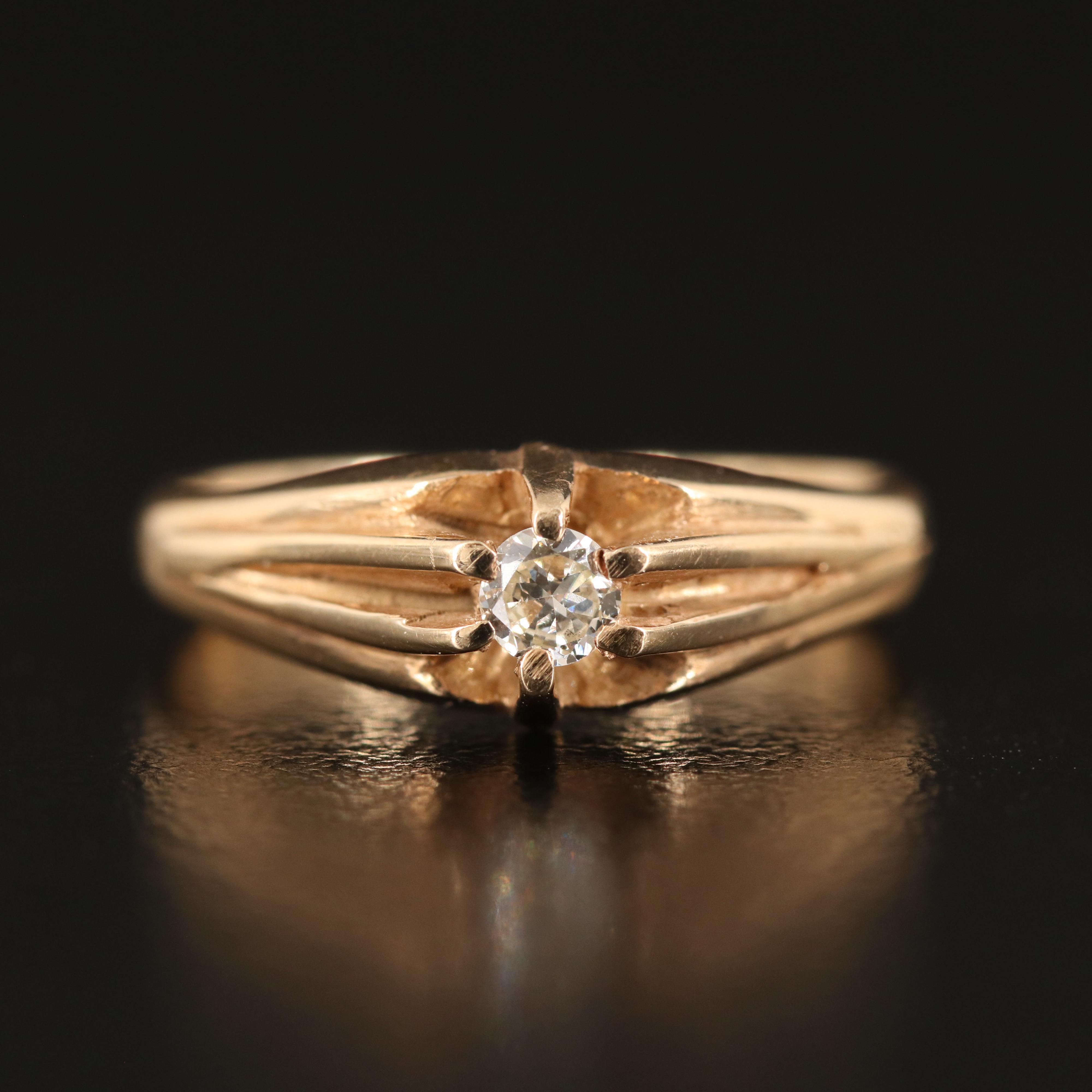 14K 0.12 CT Diamond Belcher Ring