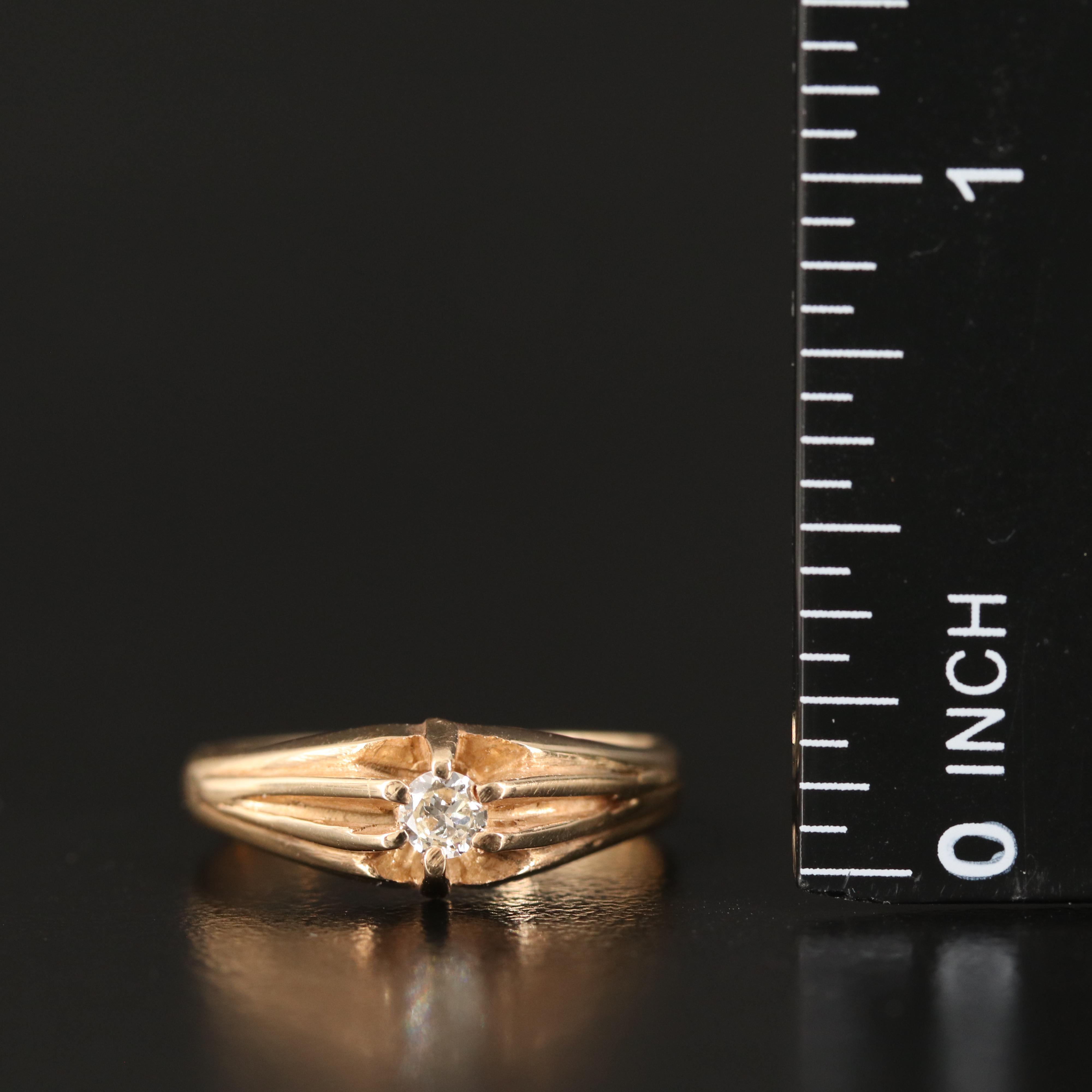14K 0.12 CT Diamond Belcher Ring