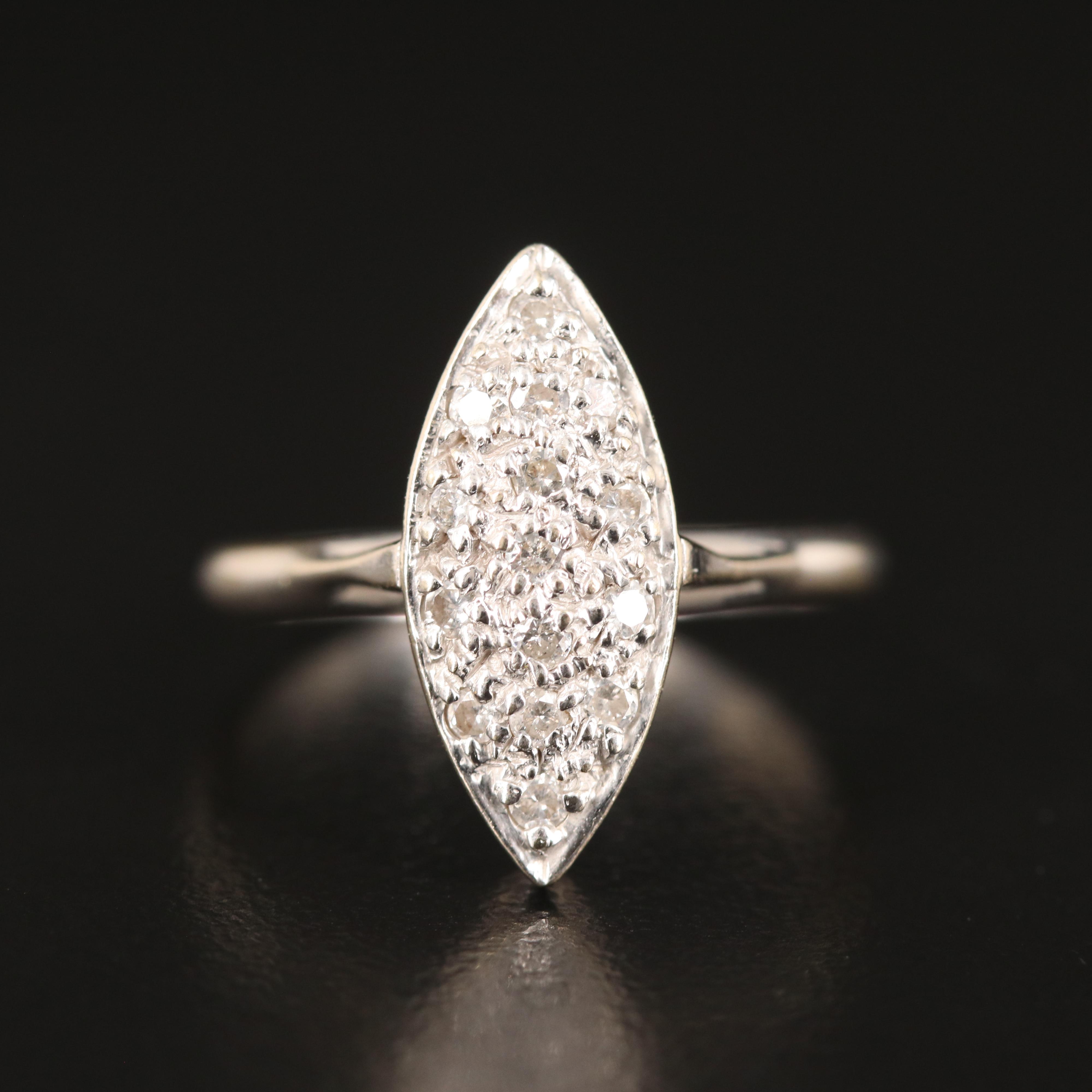 14K 0.25 CTW Diamond Navette Ring