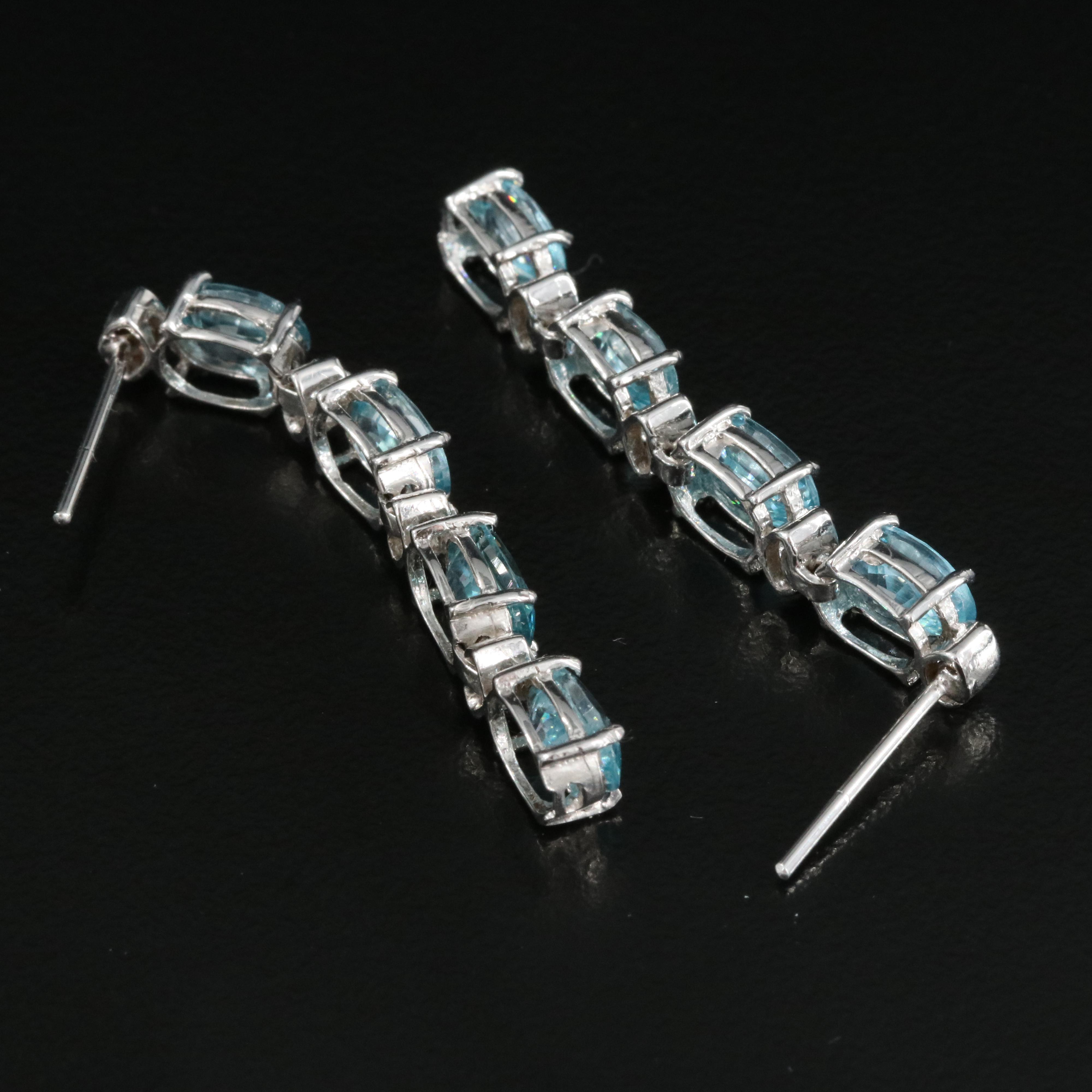 14K Blue Zircon and Diamond Earrings