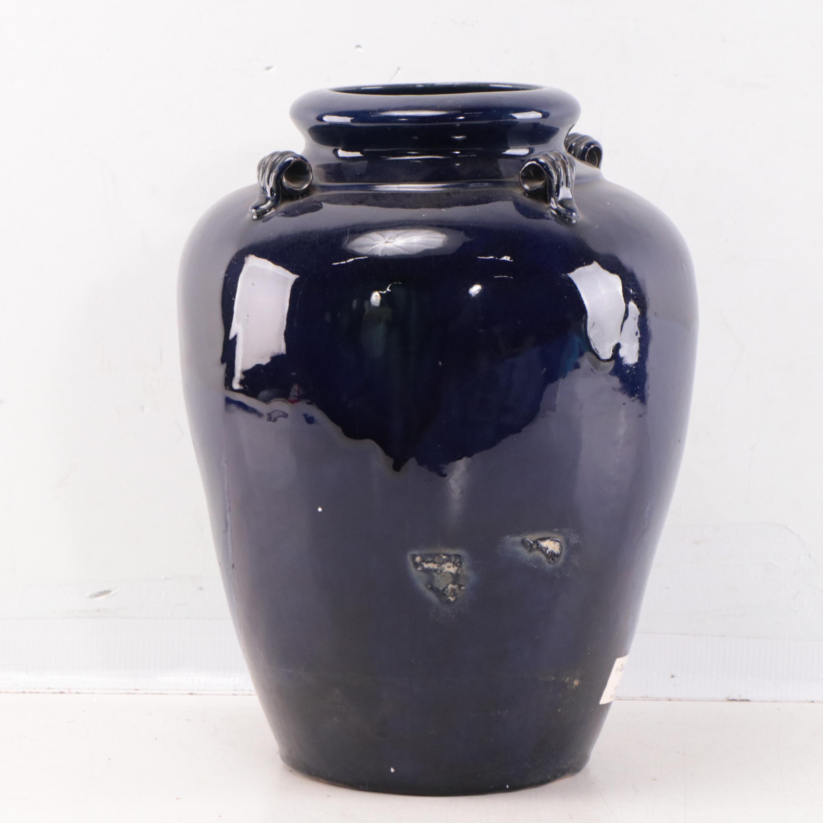Chinese Cobalt Glazed Porcelain Storage Jar, Mid-20th Century