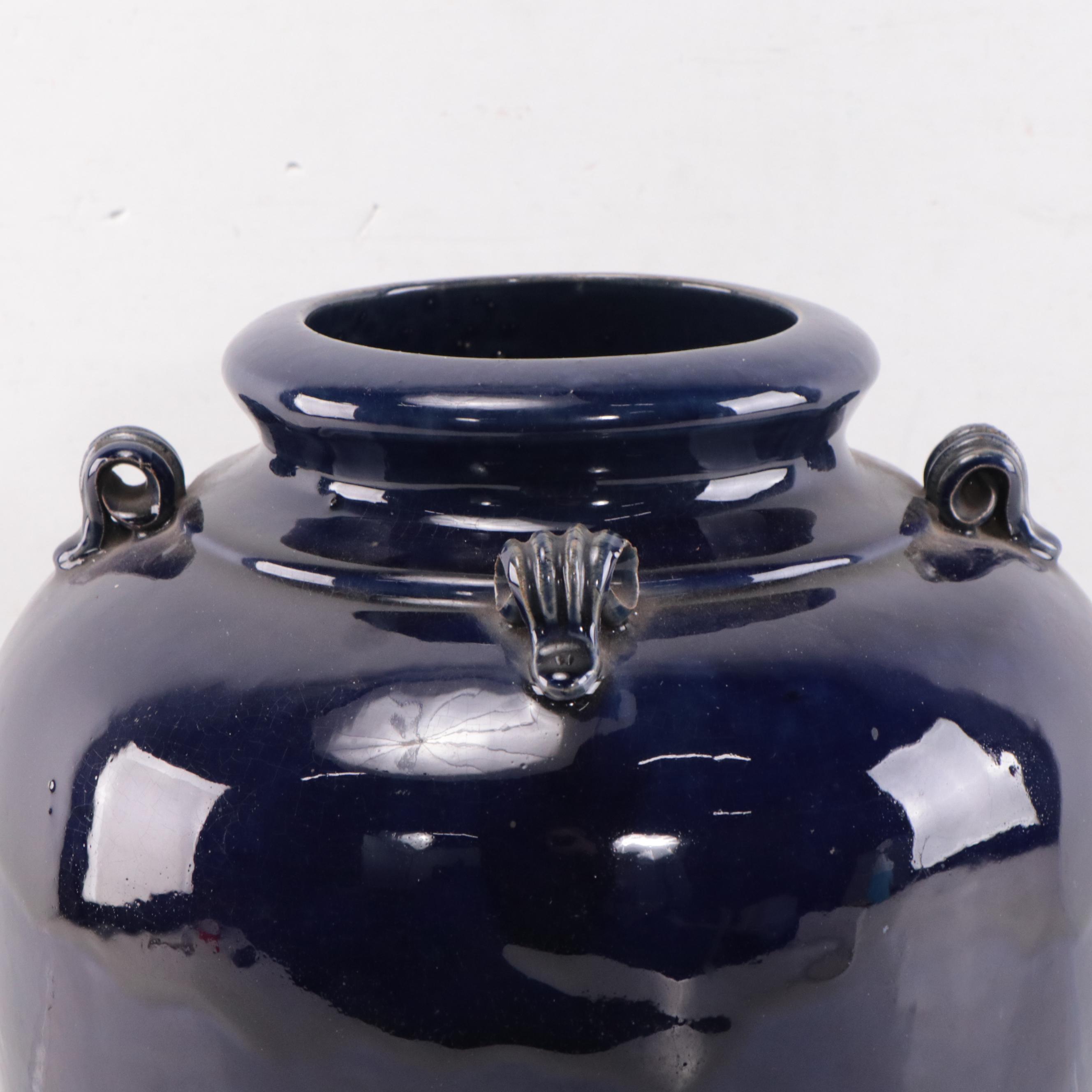 Chinese Cobalt Glazed Porcelain Storage Jar, Mid-20th Century