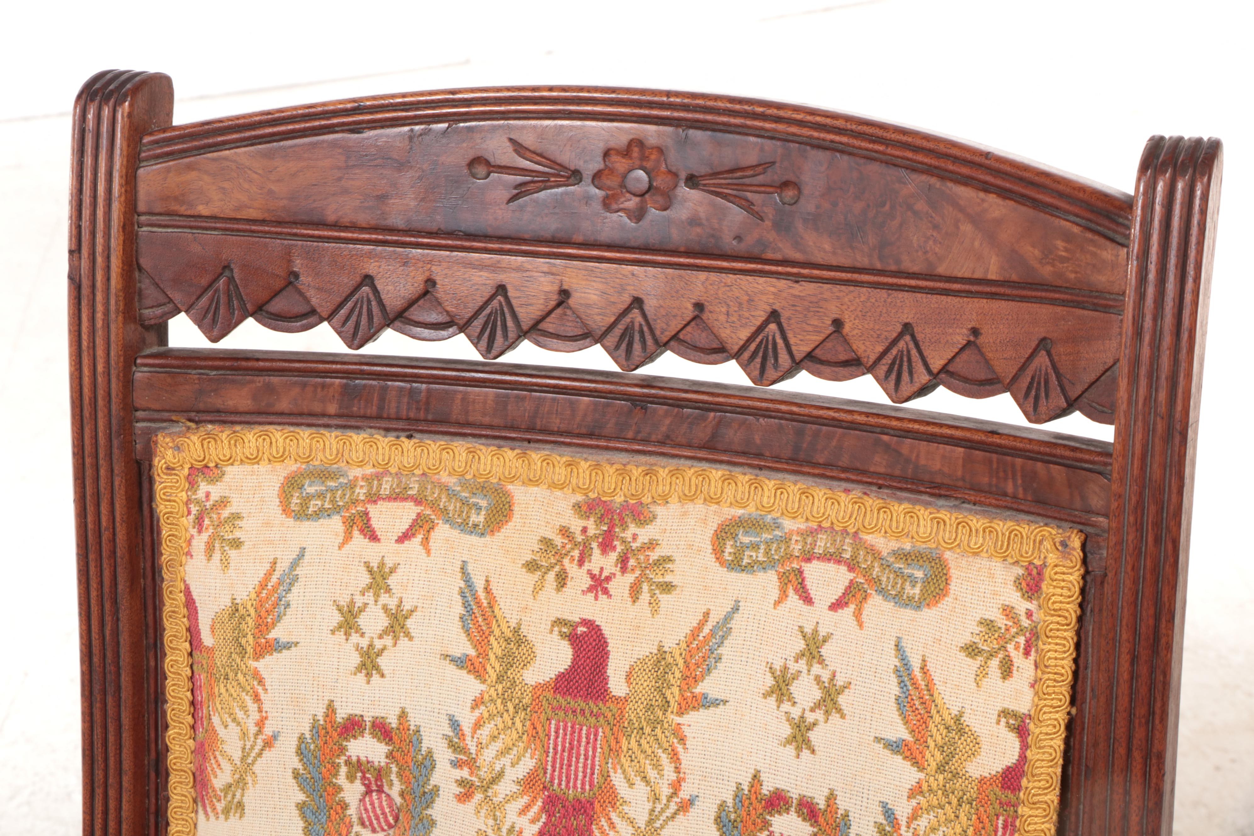 Victorian Walnut and Needlepoint Upholstered Rocking Armchair, Late 19th Century