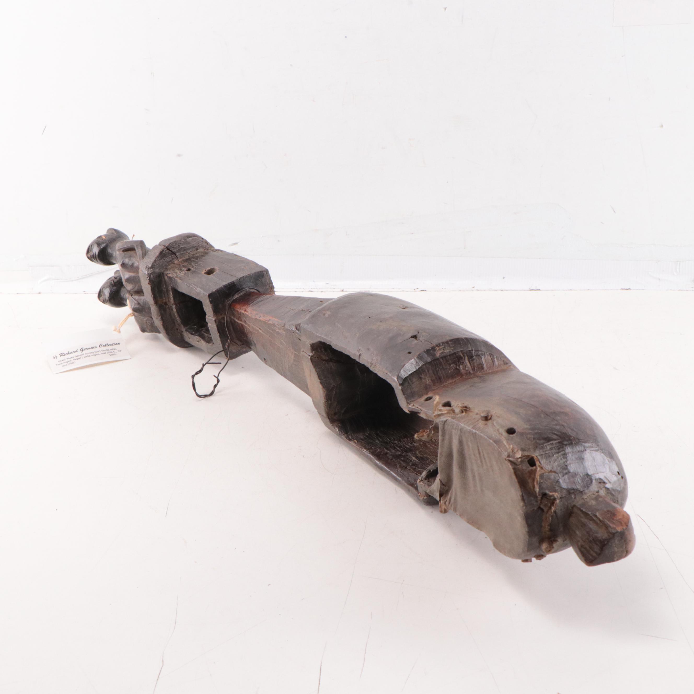 Santal Carved Wood Huka Banam, Mid-20th Century