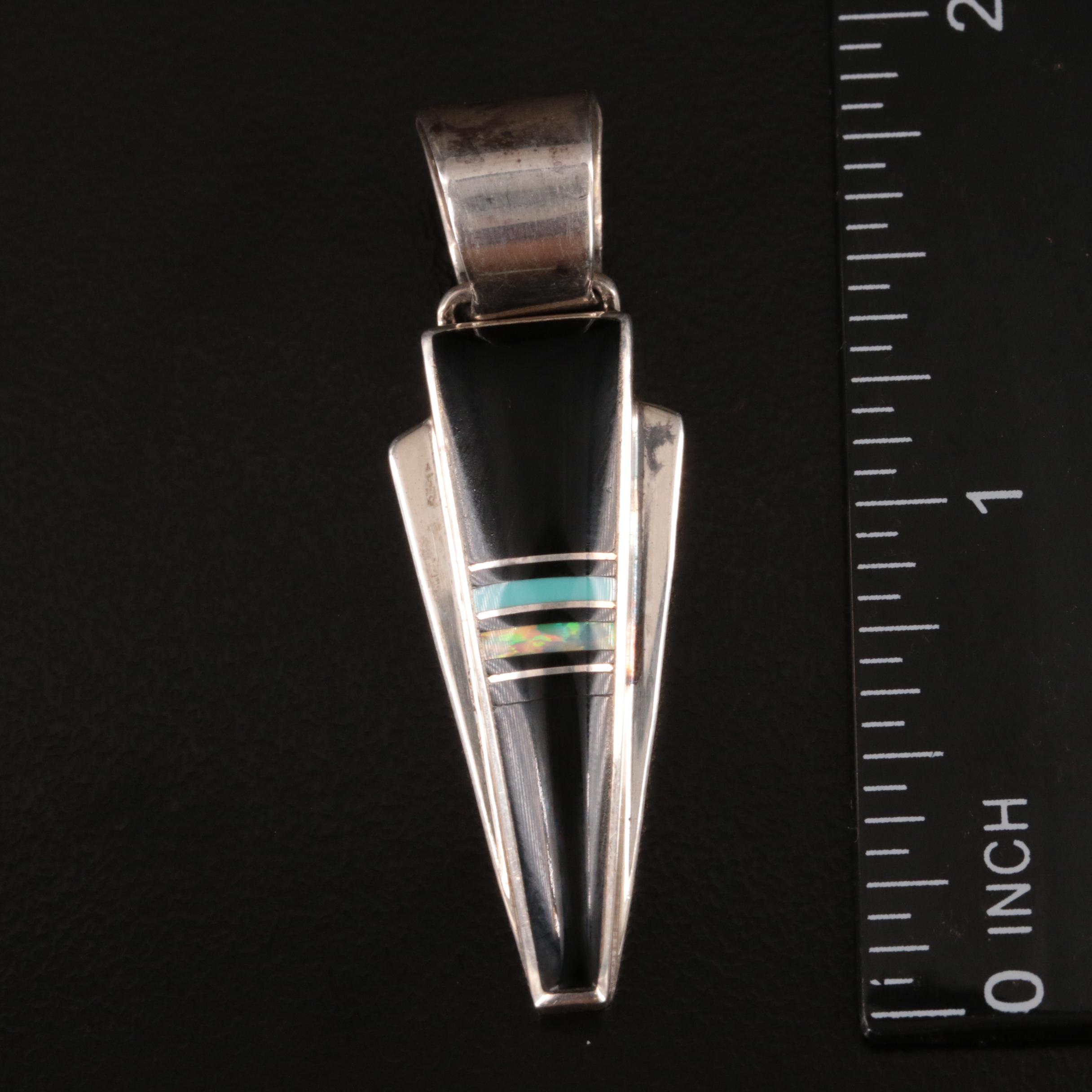 Marie Tsosie Navajo Diné Featured in Sterling Gemstone Inlay Pendants