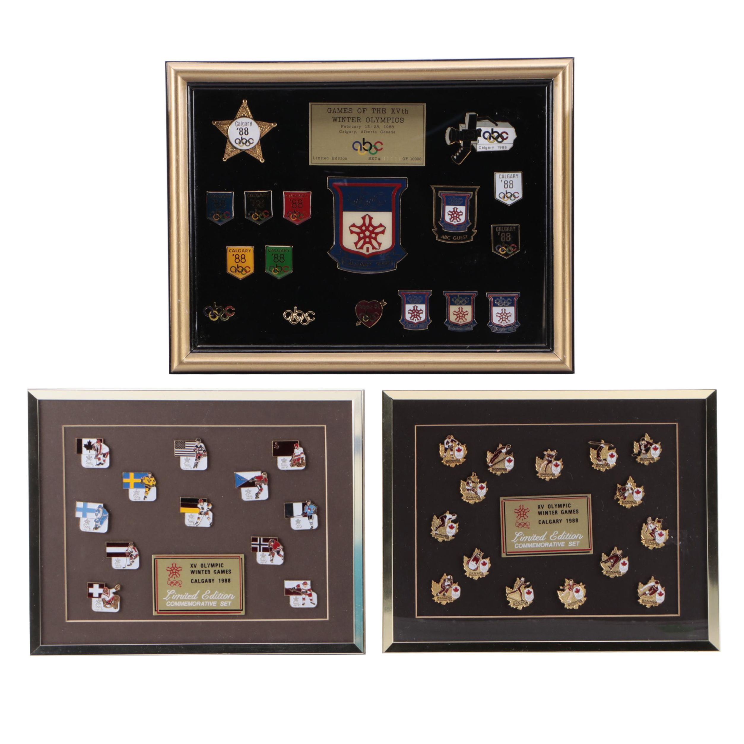 Games of the XVth Winter Olympics and More Winter Olympics Pinback Sets, 1980s