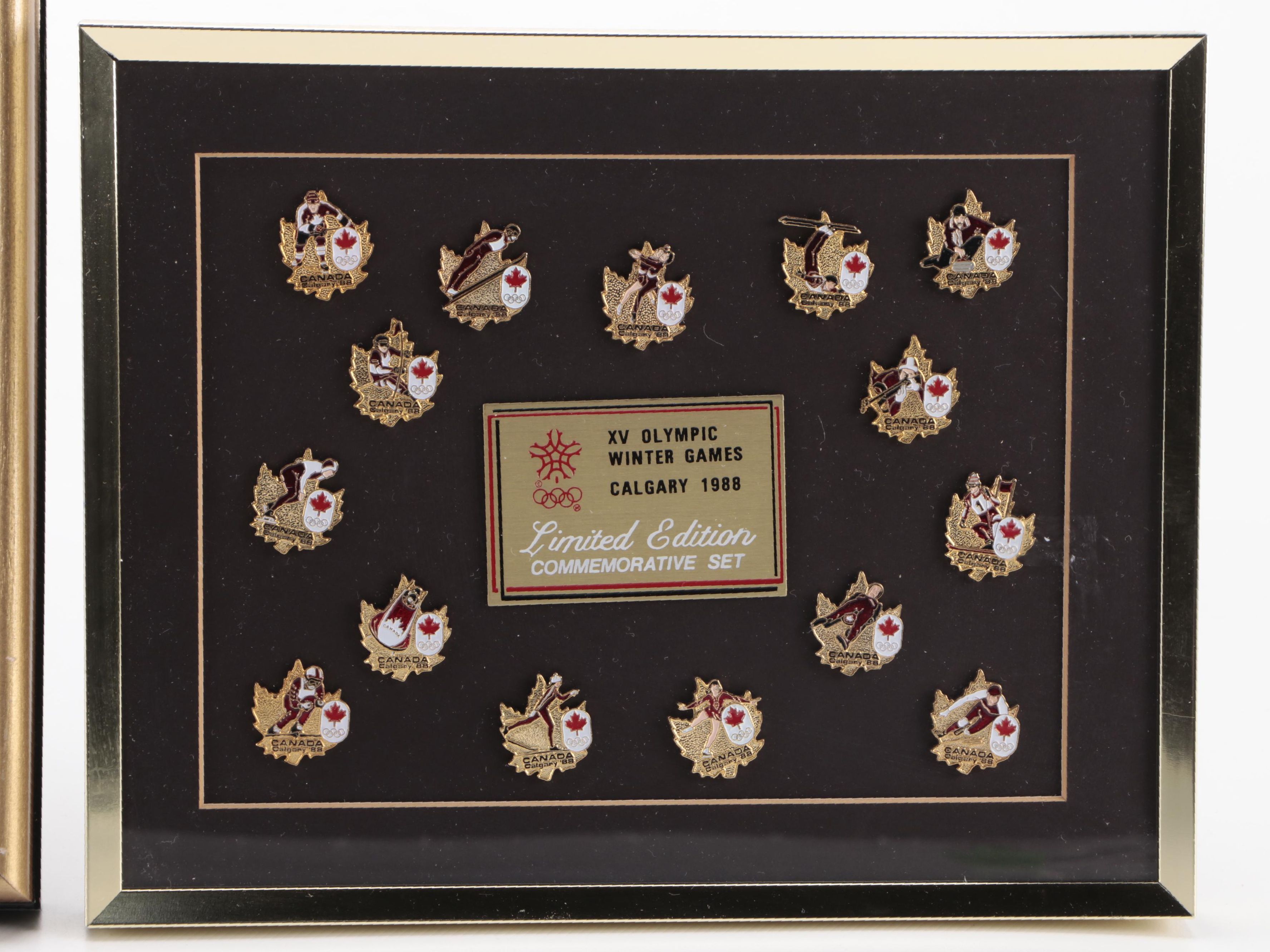 Games of the XVth Winter Olympics and More Winter Olympics Pinback Sets, 1980s