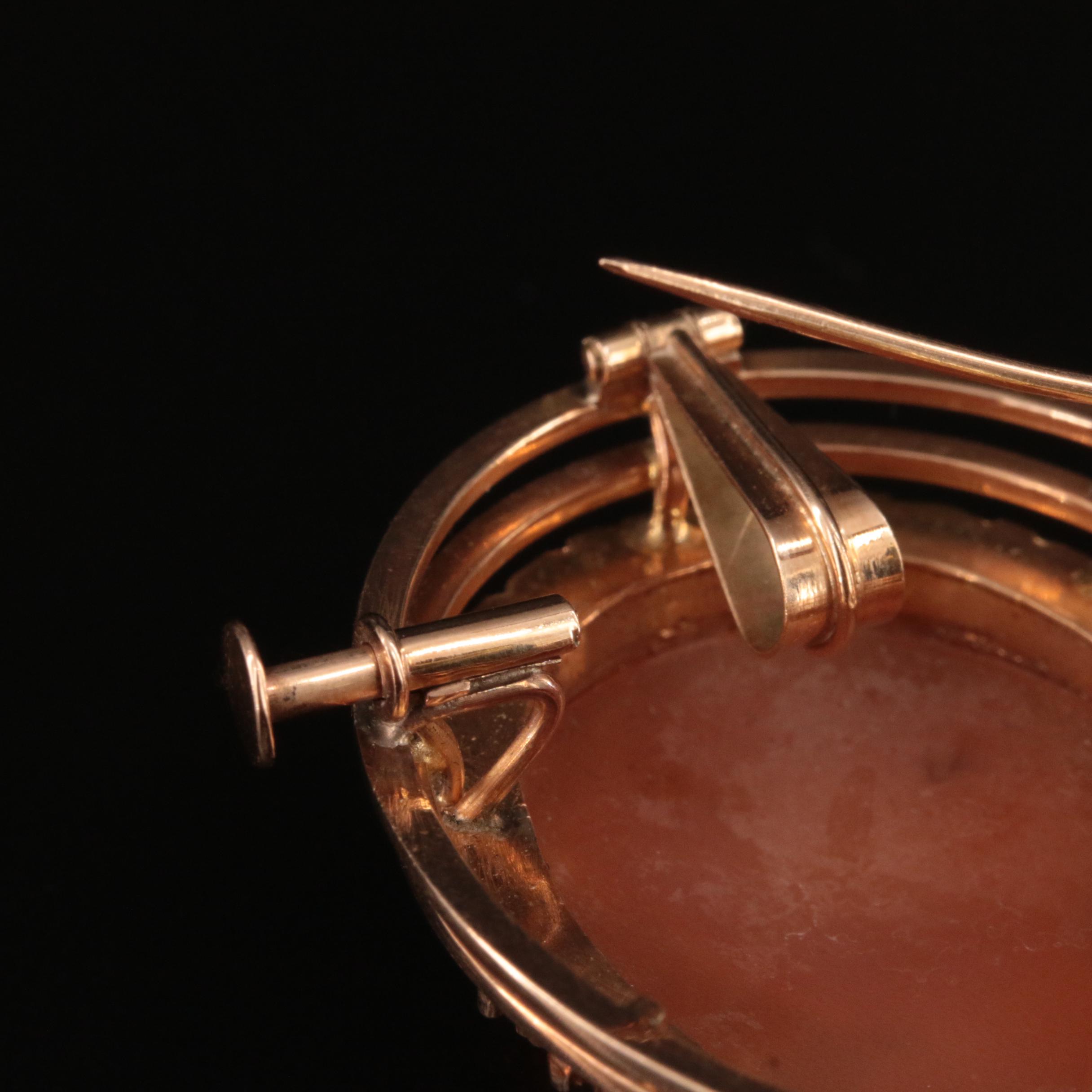 Vintage 14K Shell Converter Cameo Brooch with Granulation Detail