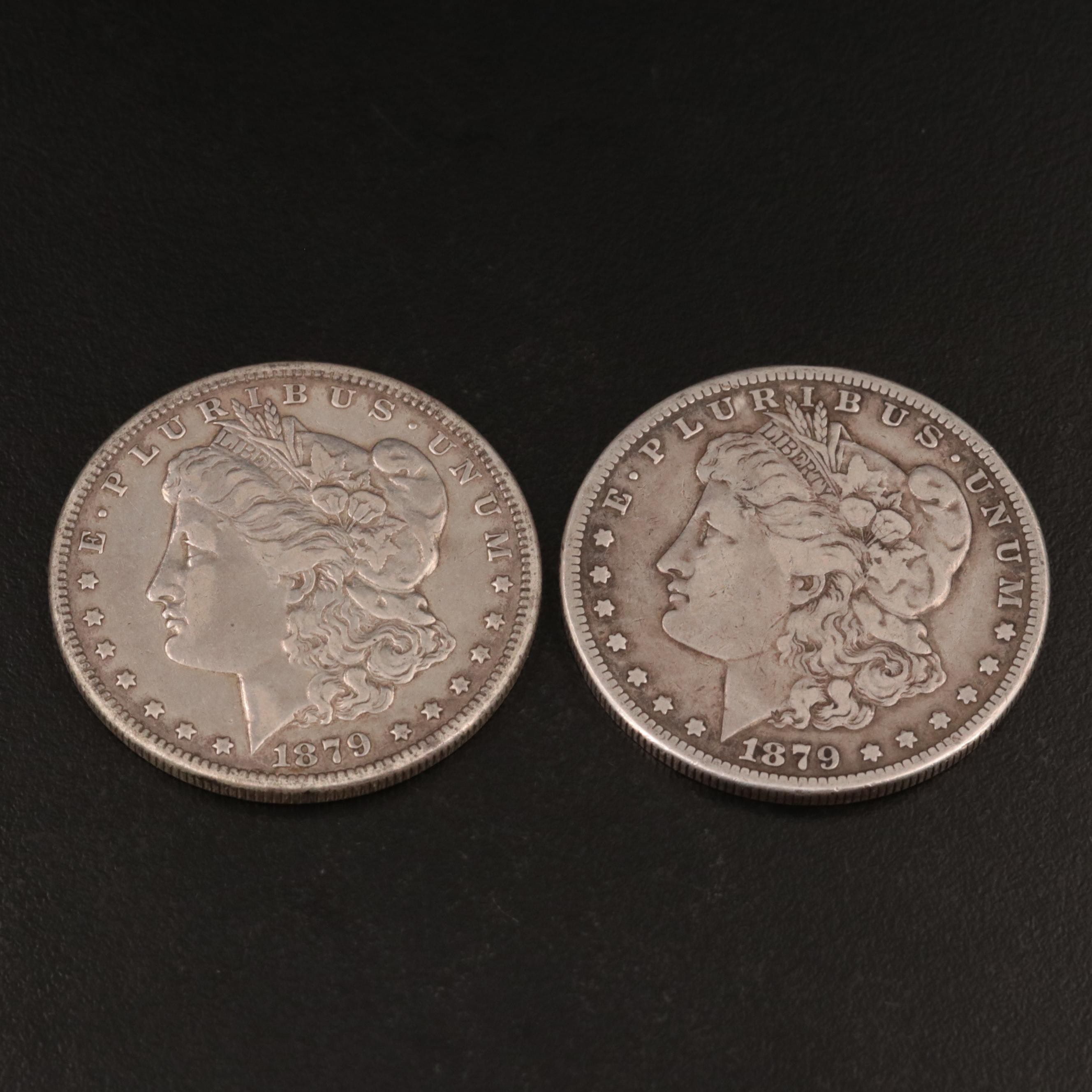 Two Morgan Silver Dollars Including 1879-S