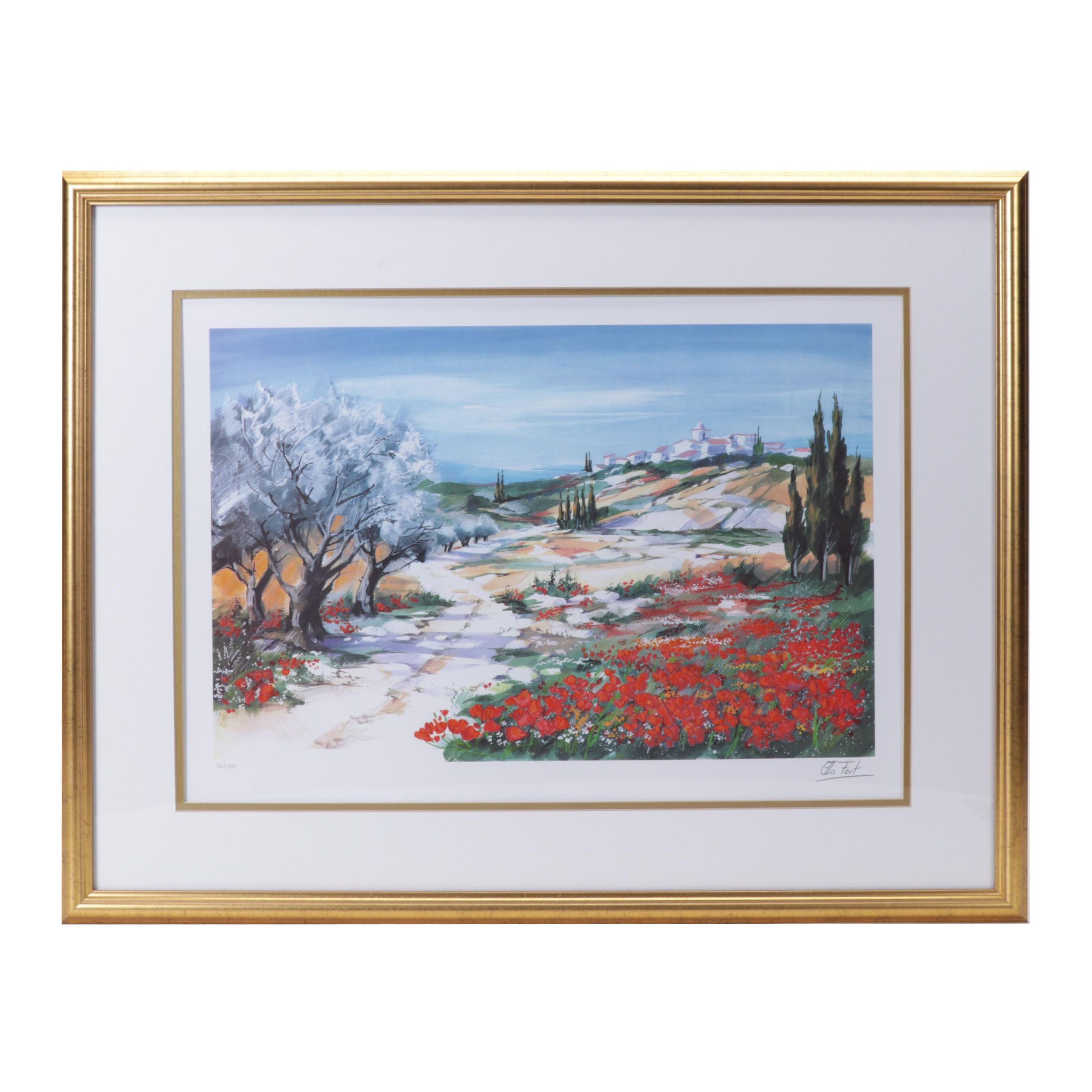 Ella Fort Color Lithograph "Flower Field (Champ Fleuri)," 21st Century