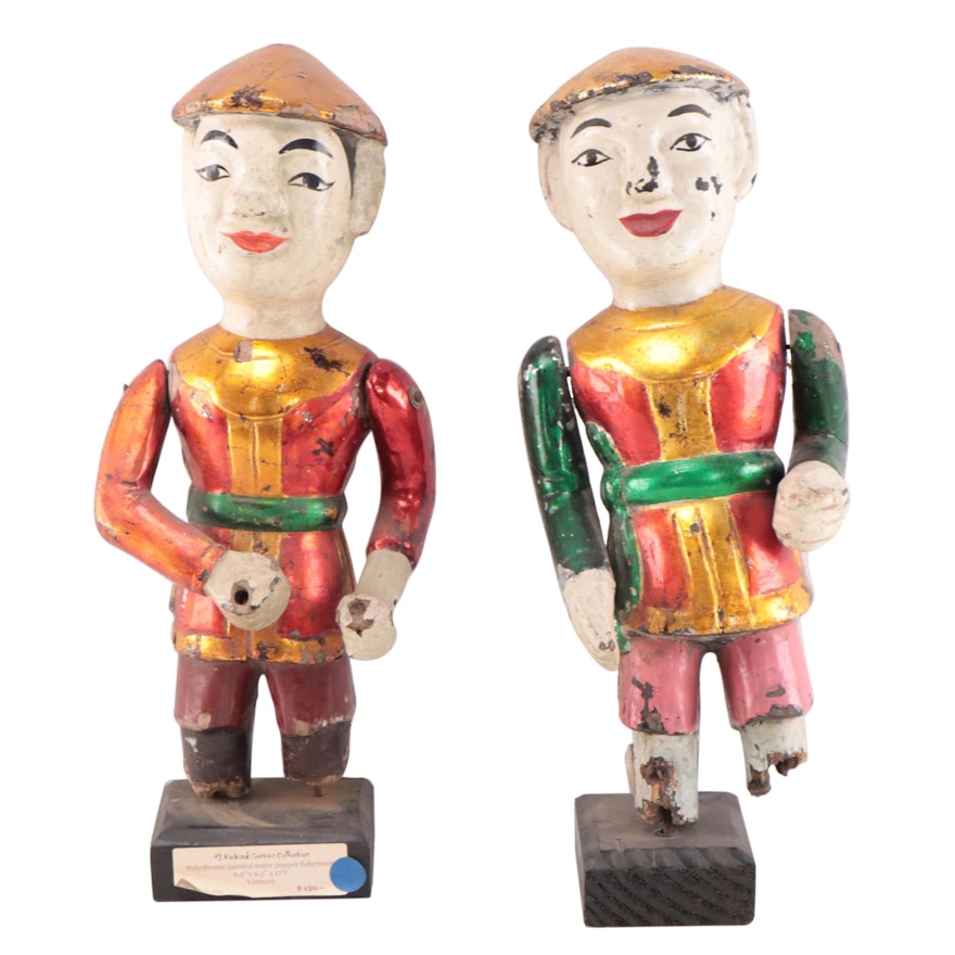 Vietnamese Polychrome Hand-Carved Wood Water Puppets