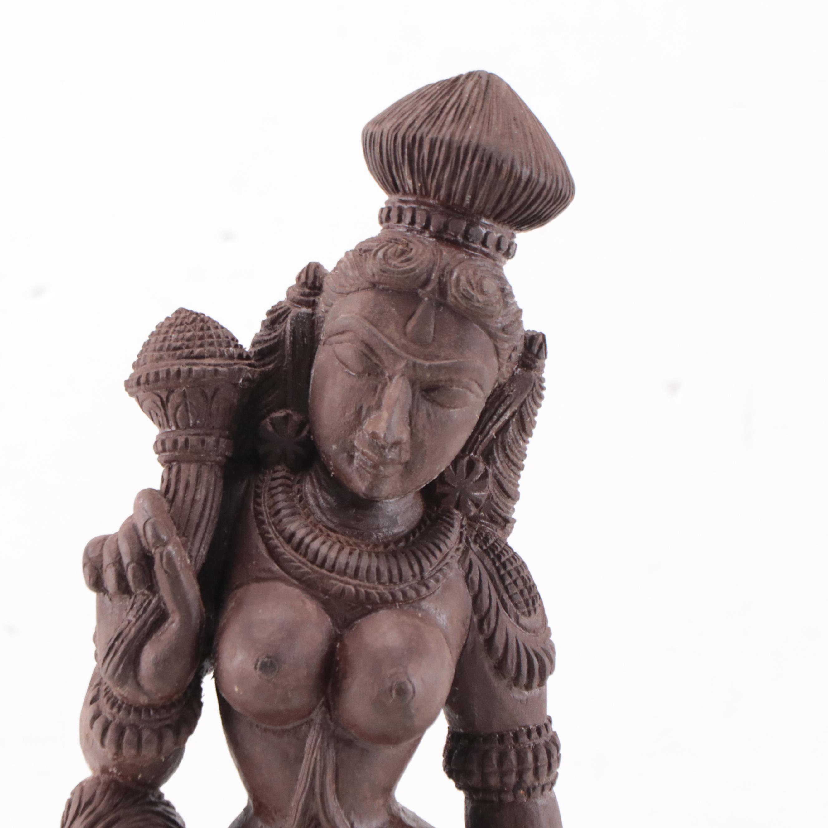 Southeast Asian Style Carved Wood Sculpture of Figure