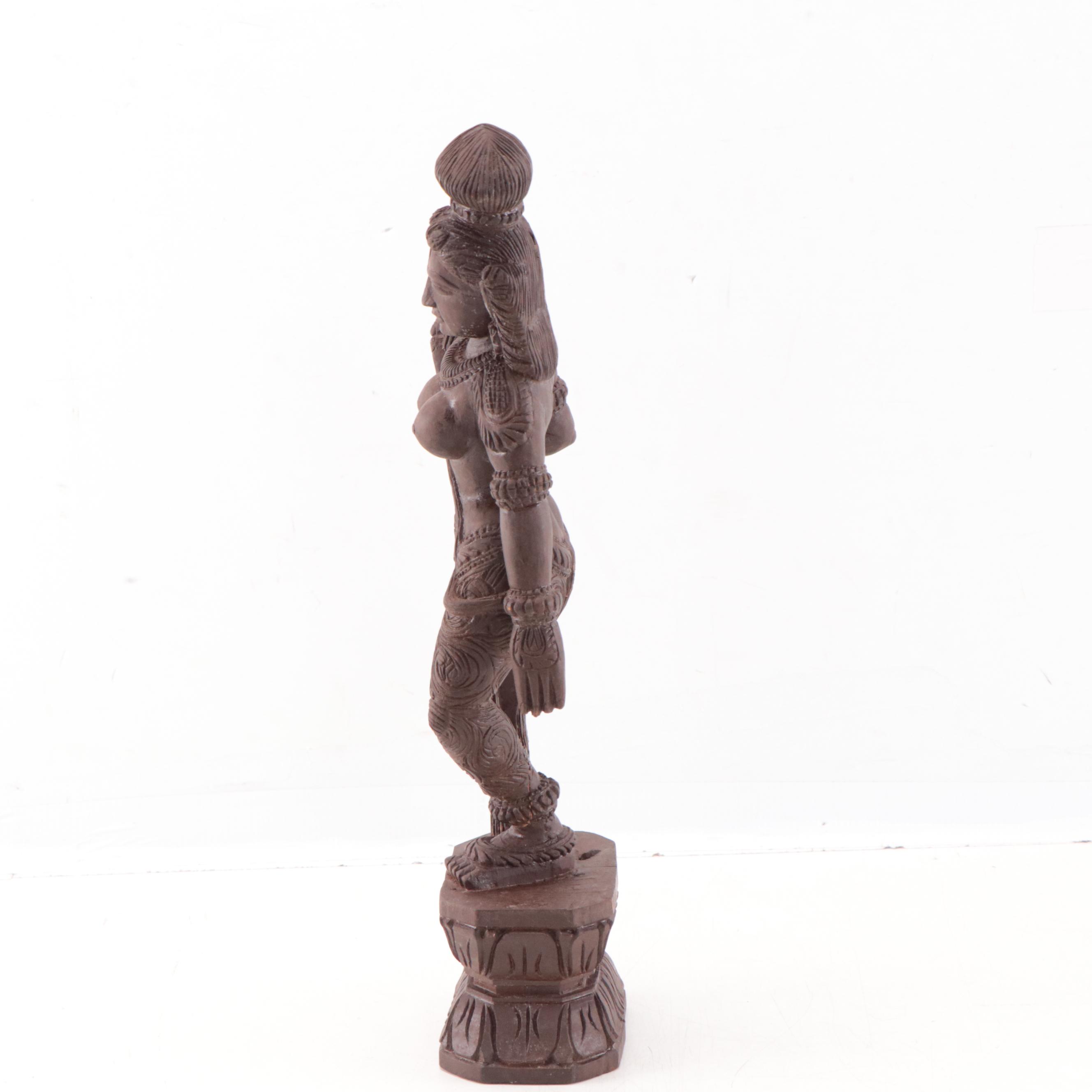 Southeast Asian Style Carved Wood Sculpture of Figure