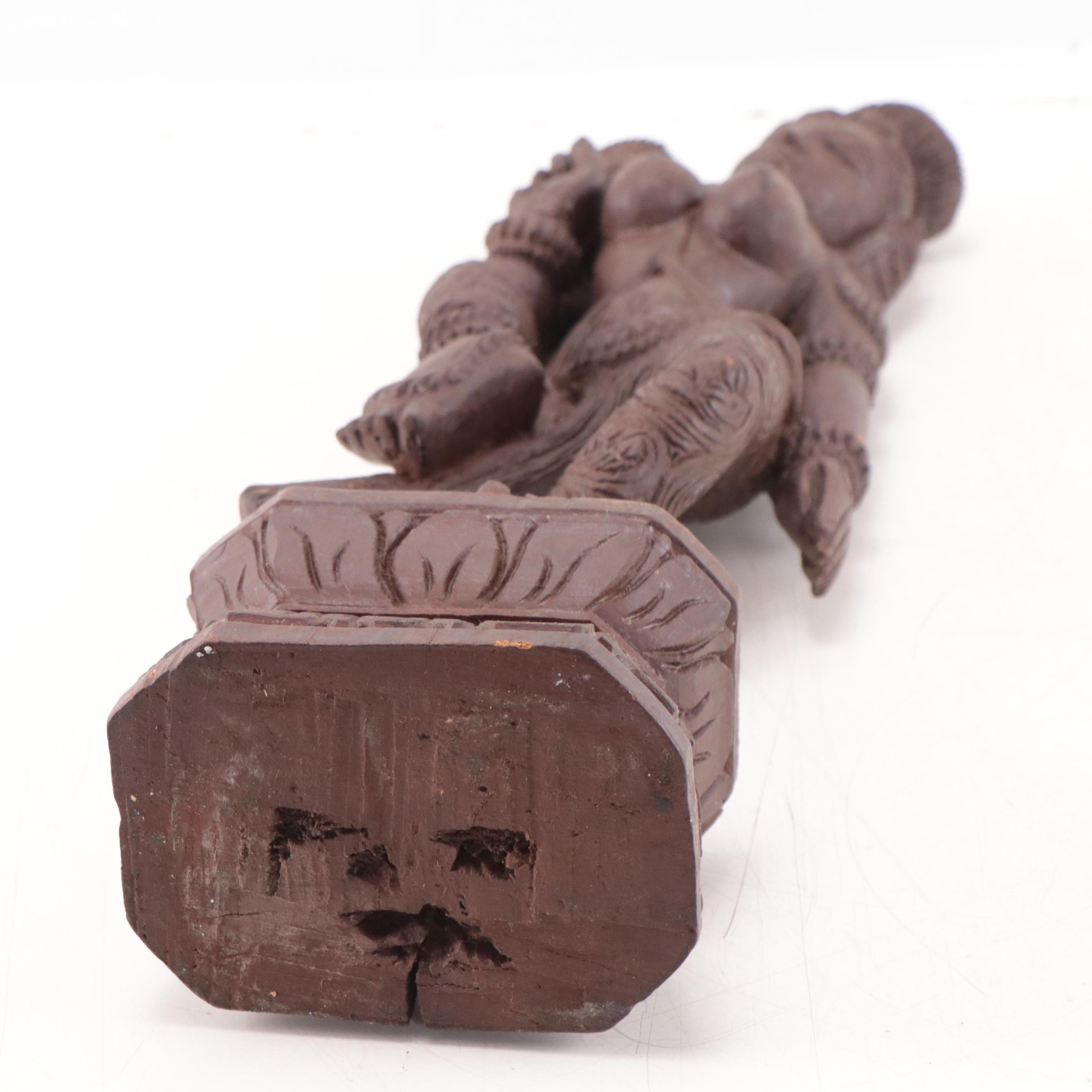 Southeast Asian Style Carved Wood Sculpture of Figure