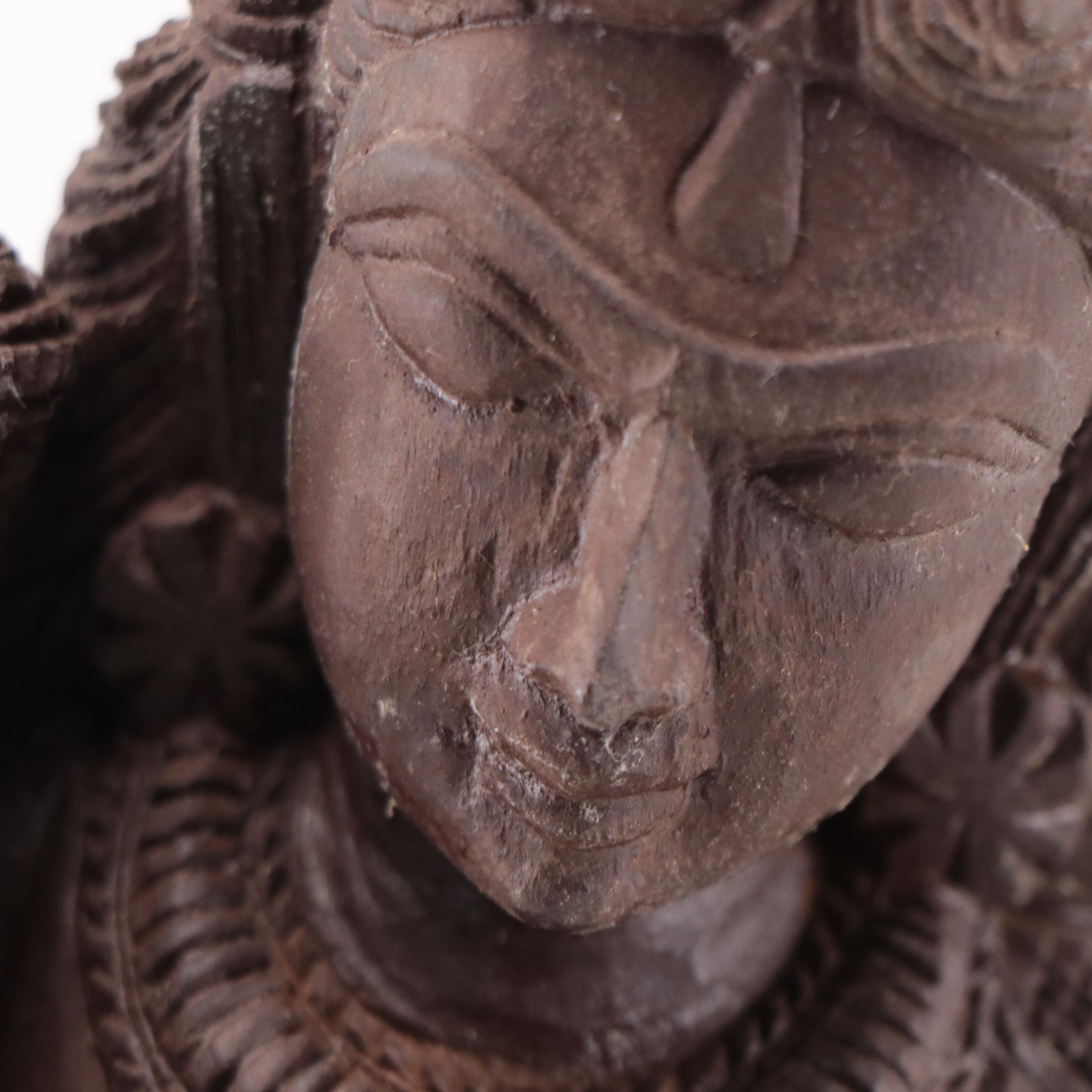 Southeast Asian Style Carved Wood Sculpture of Figure