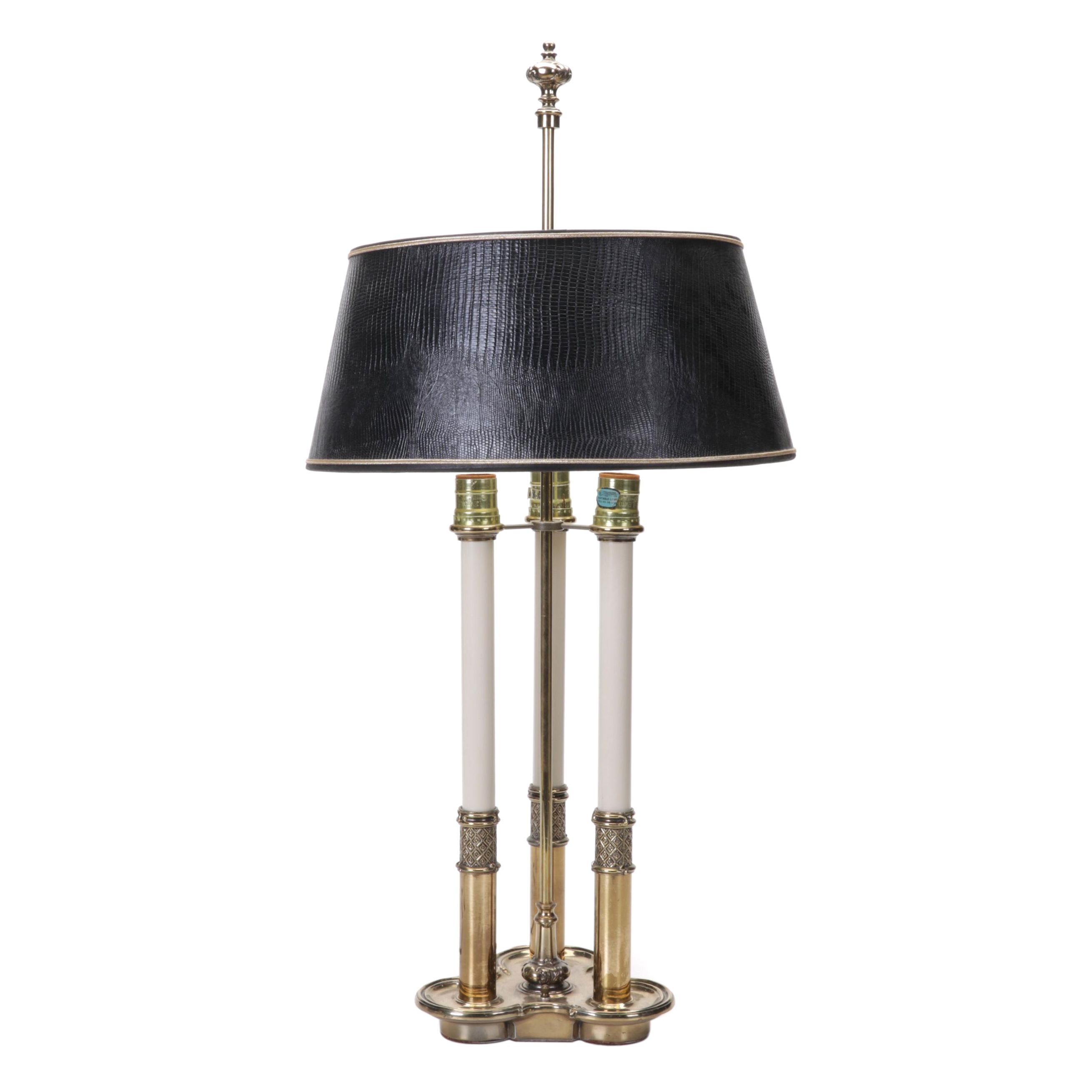 Stiffel Brass Bouillotte Candlestick Table Lamp, Late 20th Century