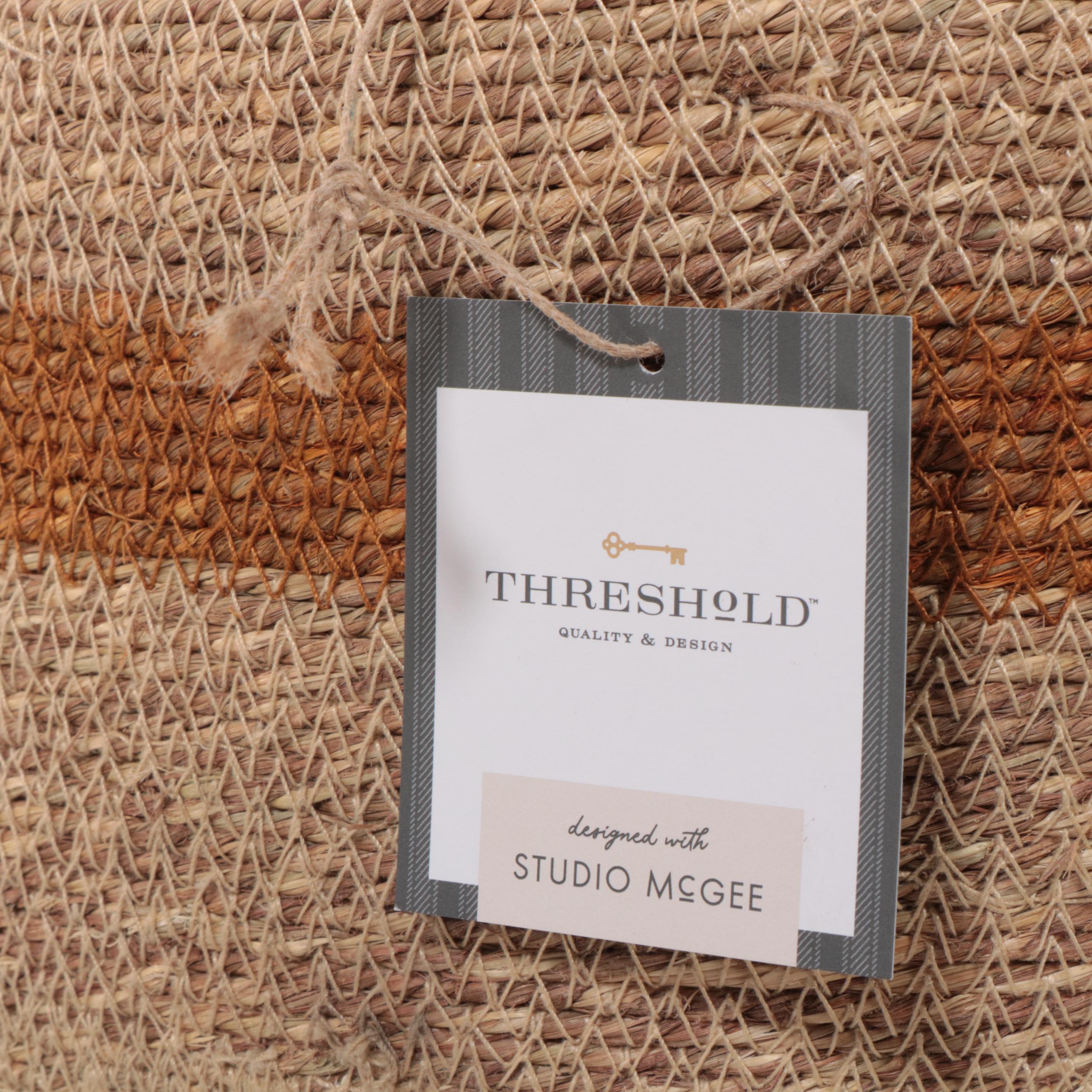 Pair of Threshold Natural Seagrass Baskets with Asymmetrical Wreath