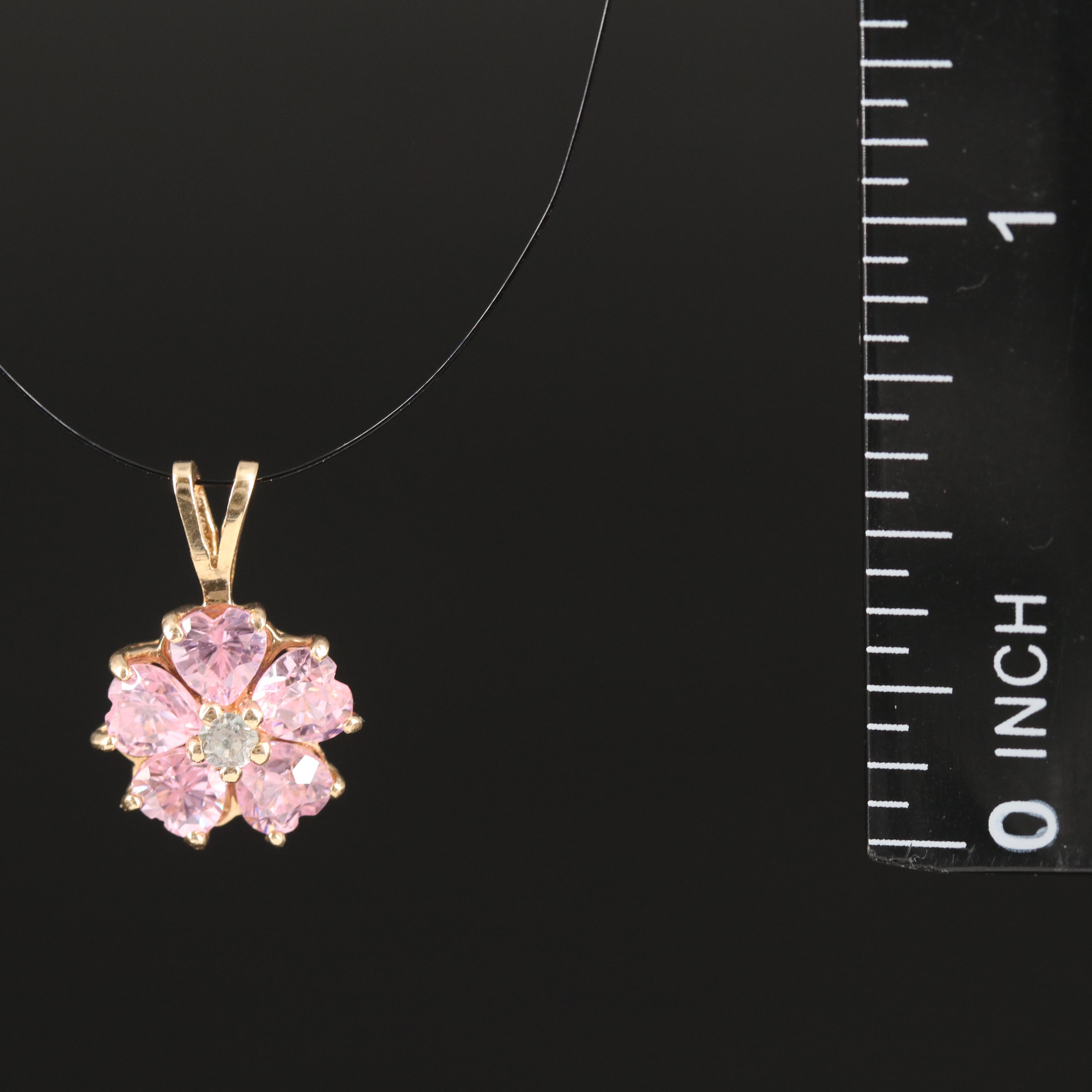 10K Cubic Zirconia Flower Pendant