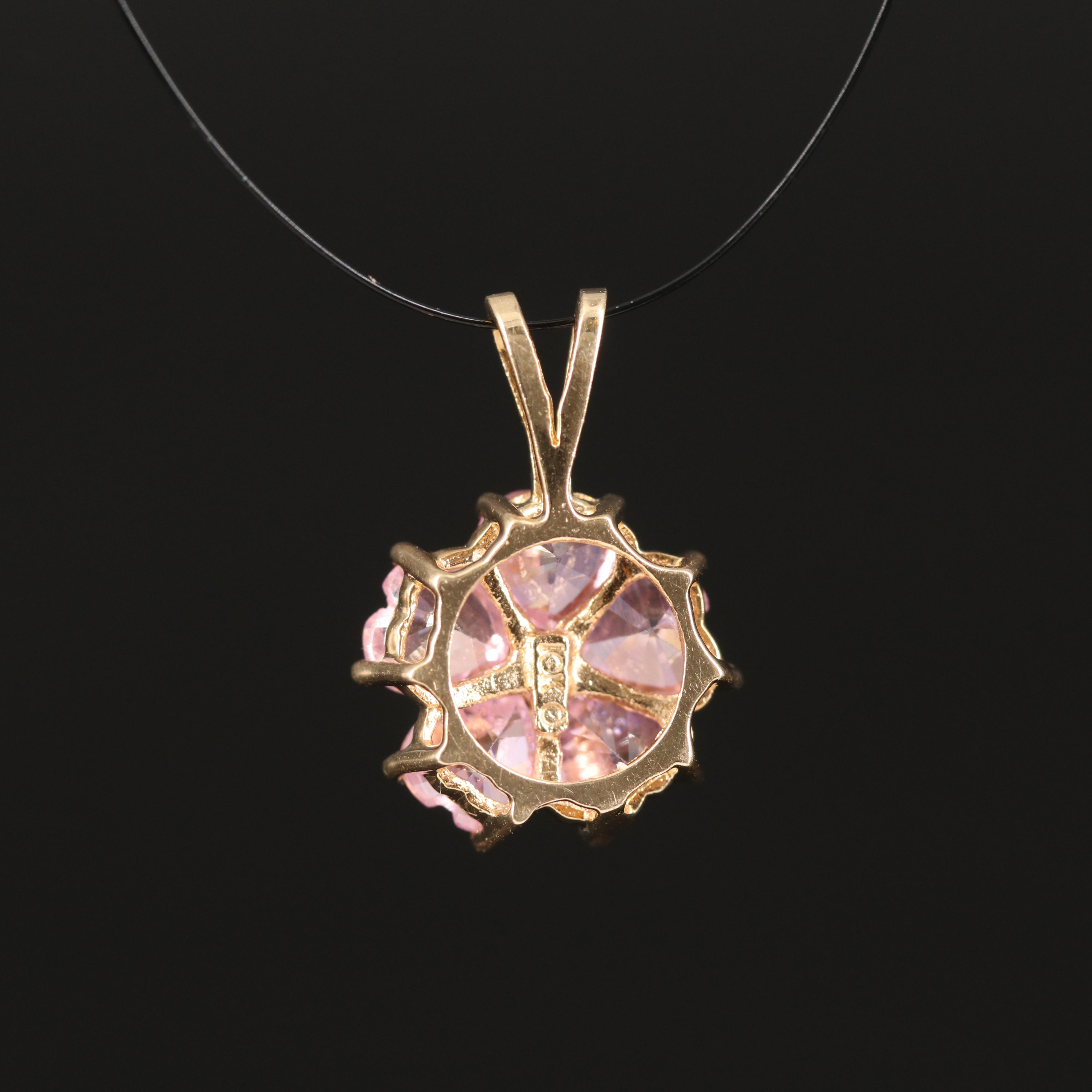 10K Cubic Zirconia Flower Pendant