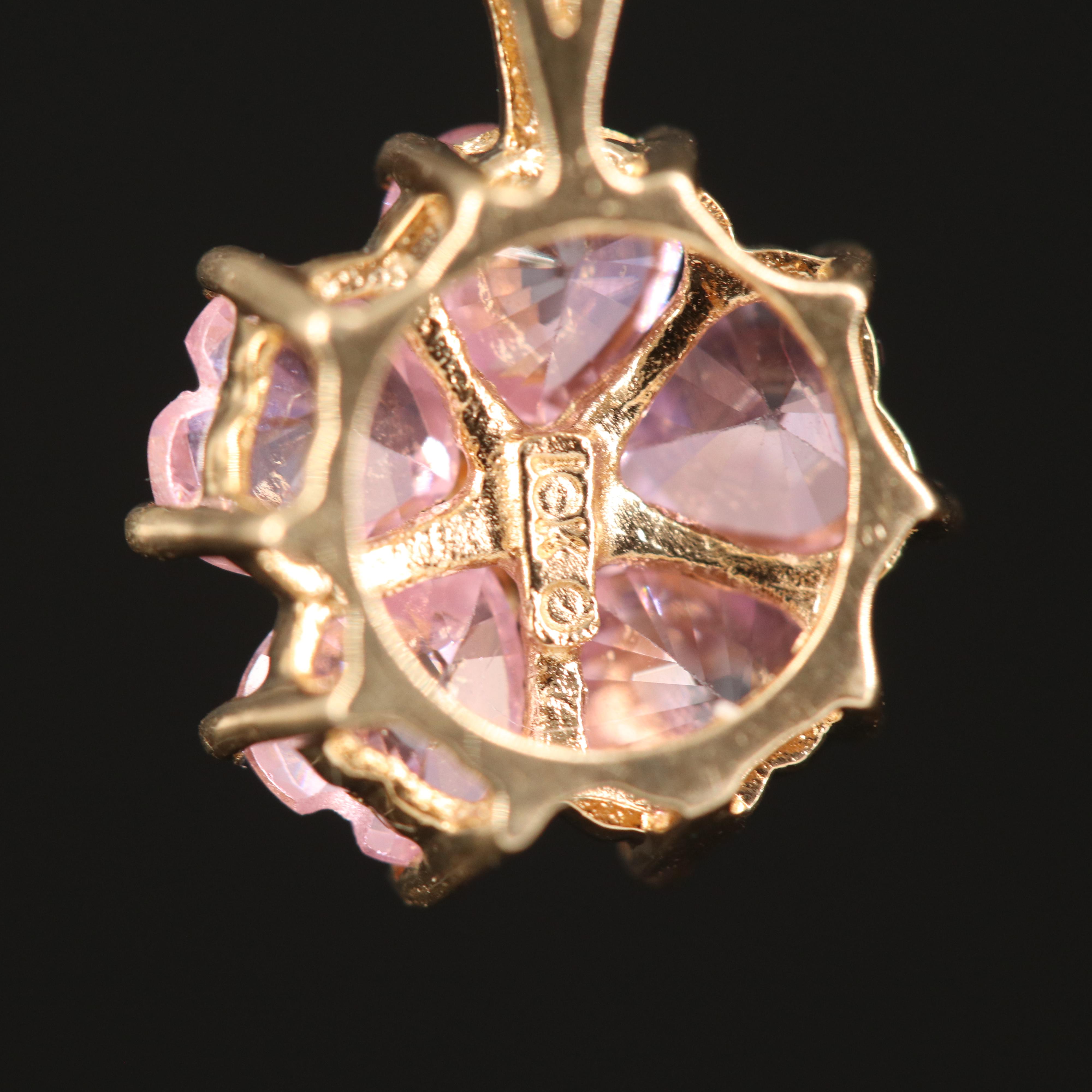 10K Cubic Zirconia Flower Pendant