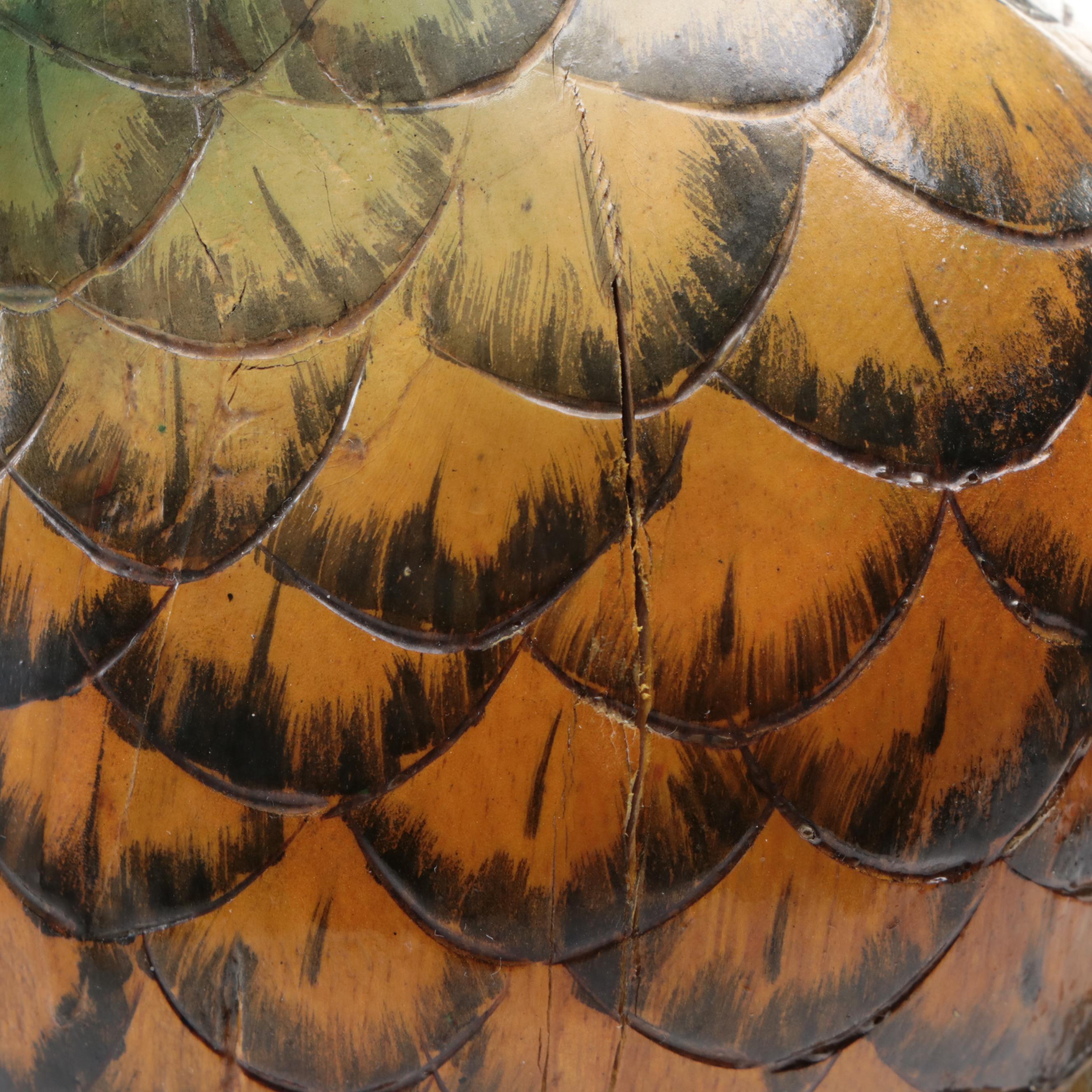 Painted Carved Wood Parrot Figurine