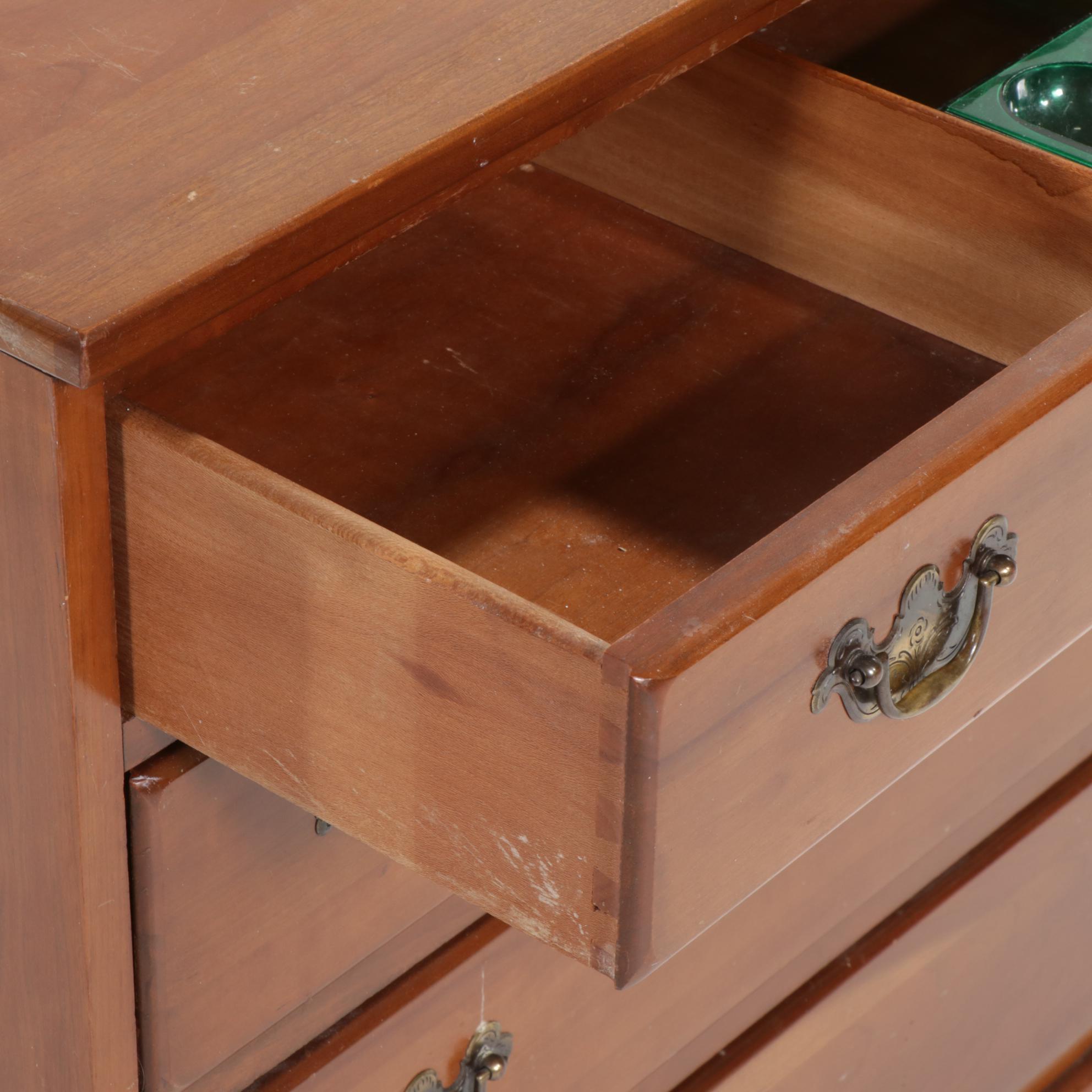 Chippendale Style Cherry Four-Drawer Bedside Chest, Mid to Late 20th Century