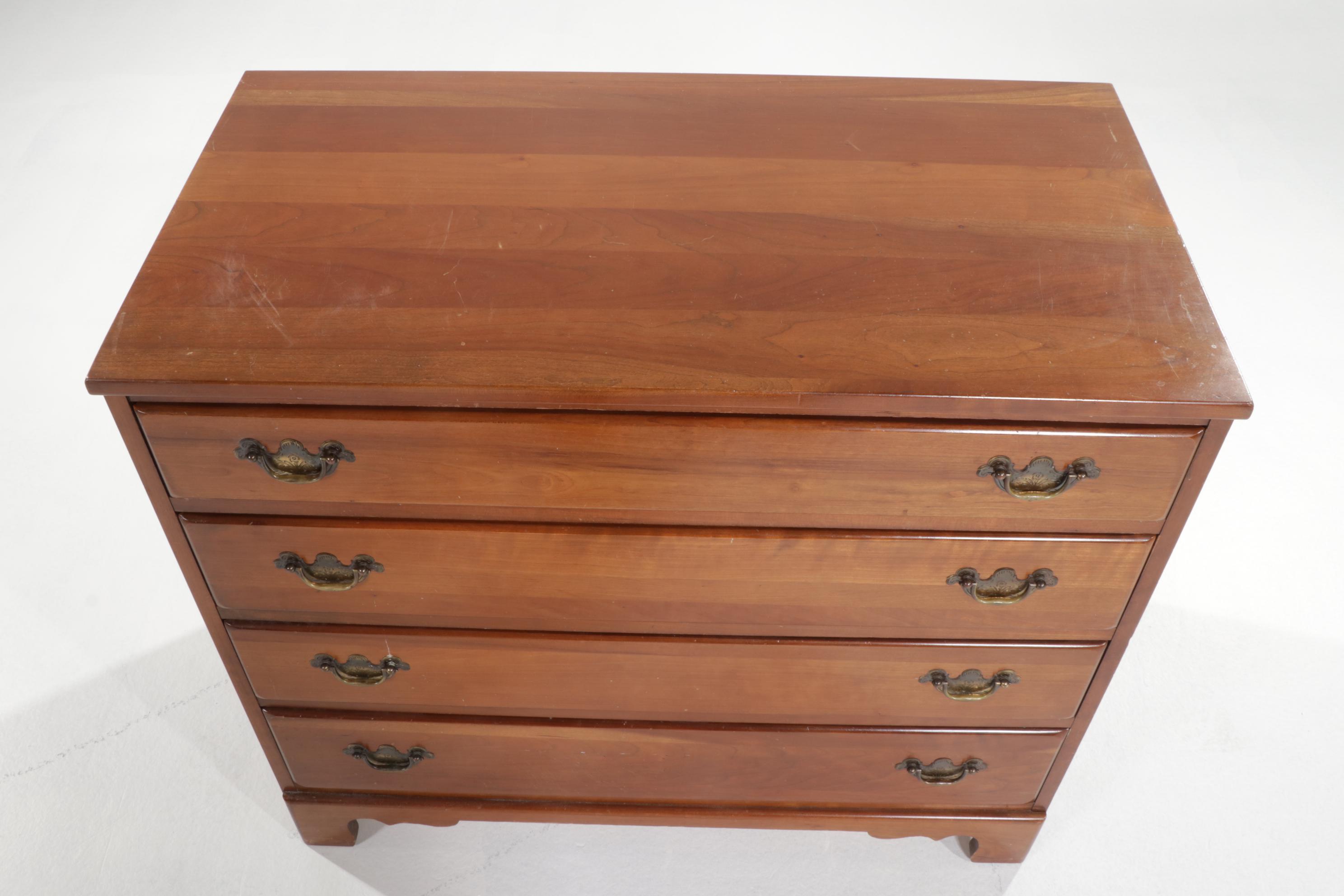 Chippendale Style Cherry Four-Drawer Bedside Chest, Mid to Late 20th Century
