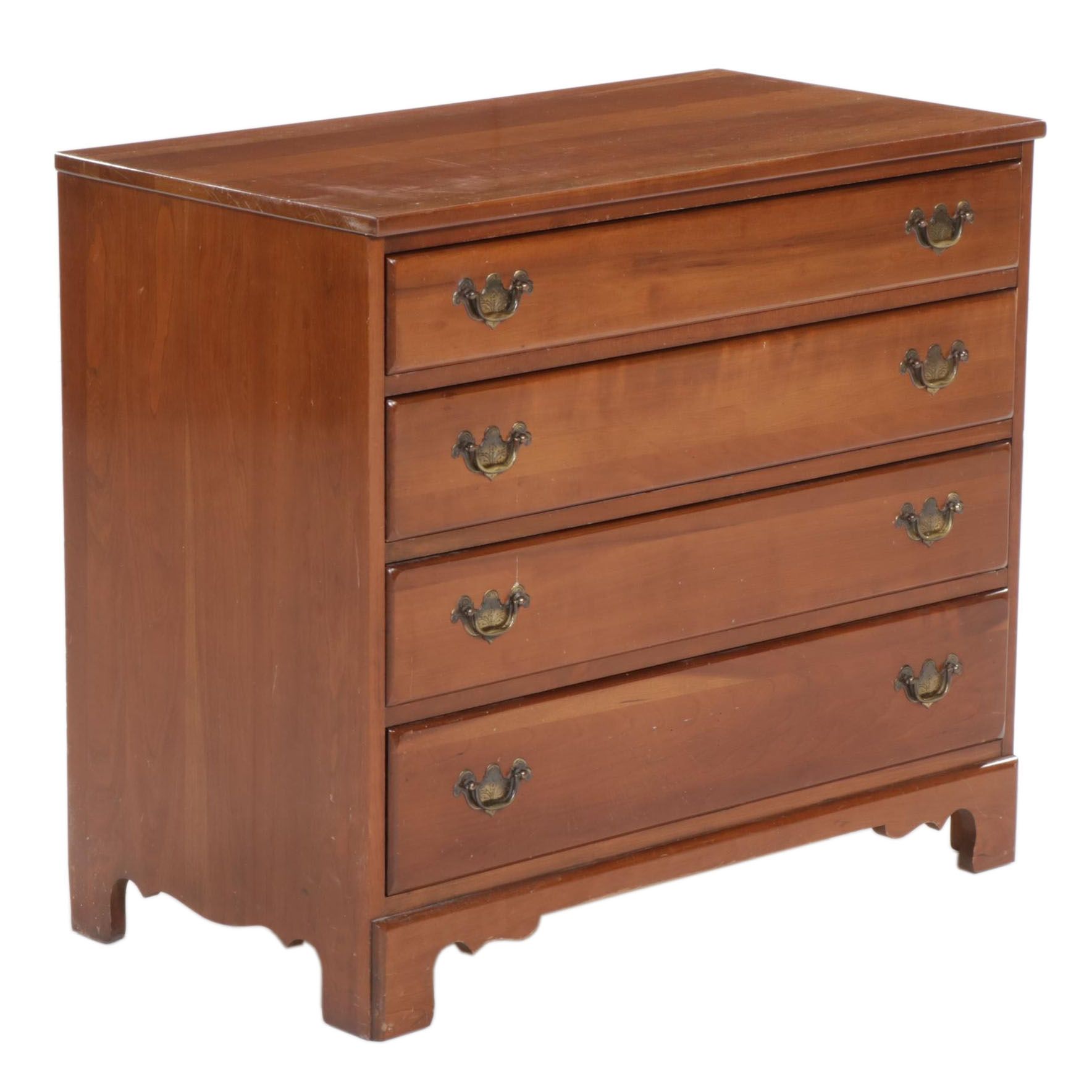 Chippendale Style Cherry Four-Drawer Bedside Chest, Mid to Late 20th Century
