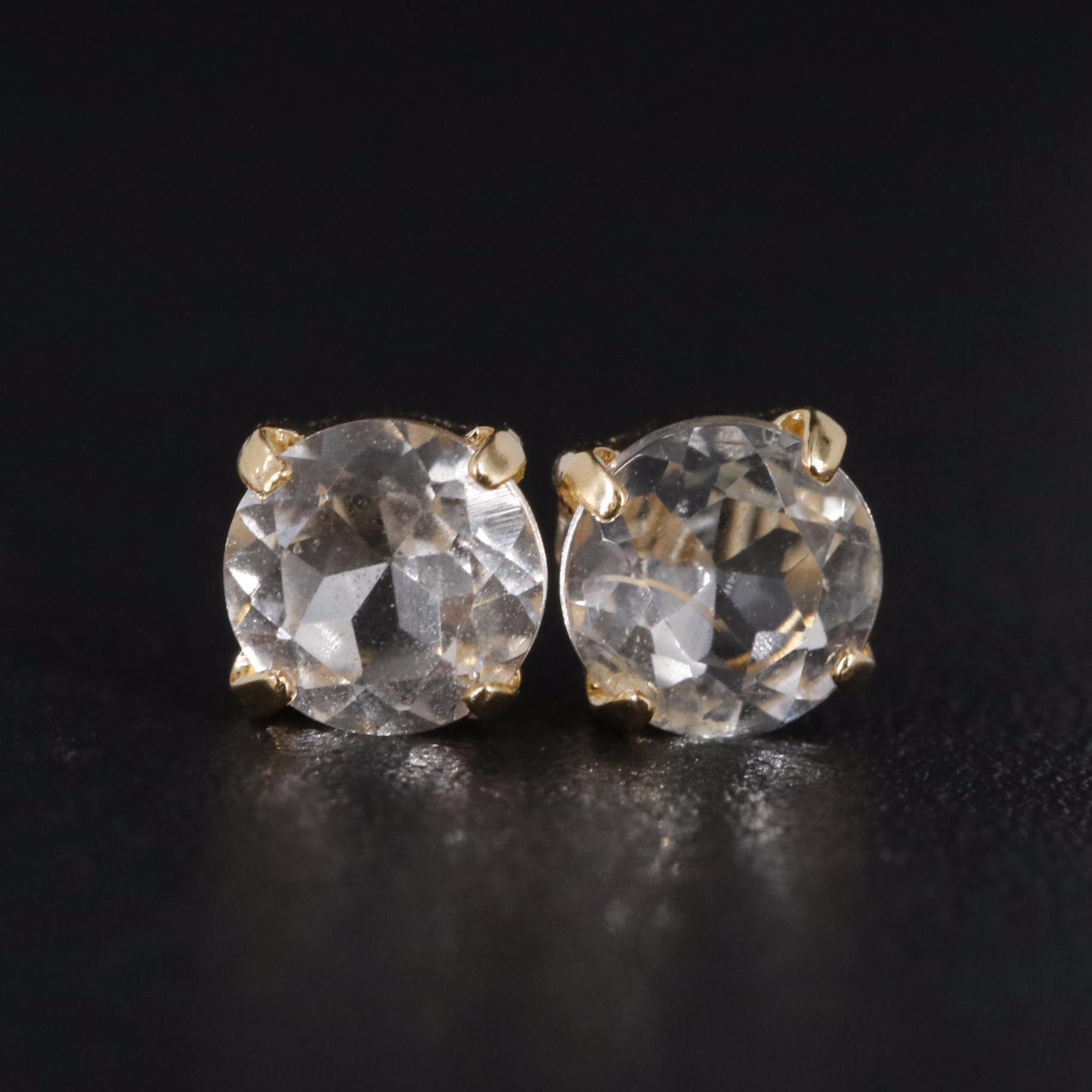 18K Goshenite Stud Earrings