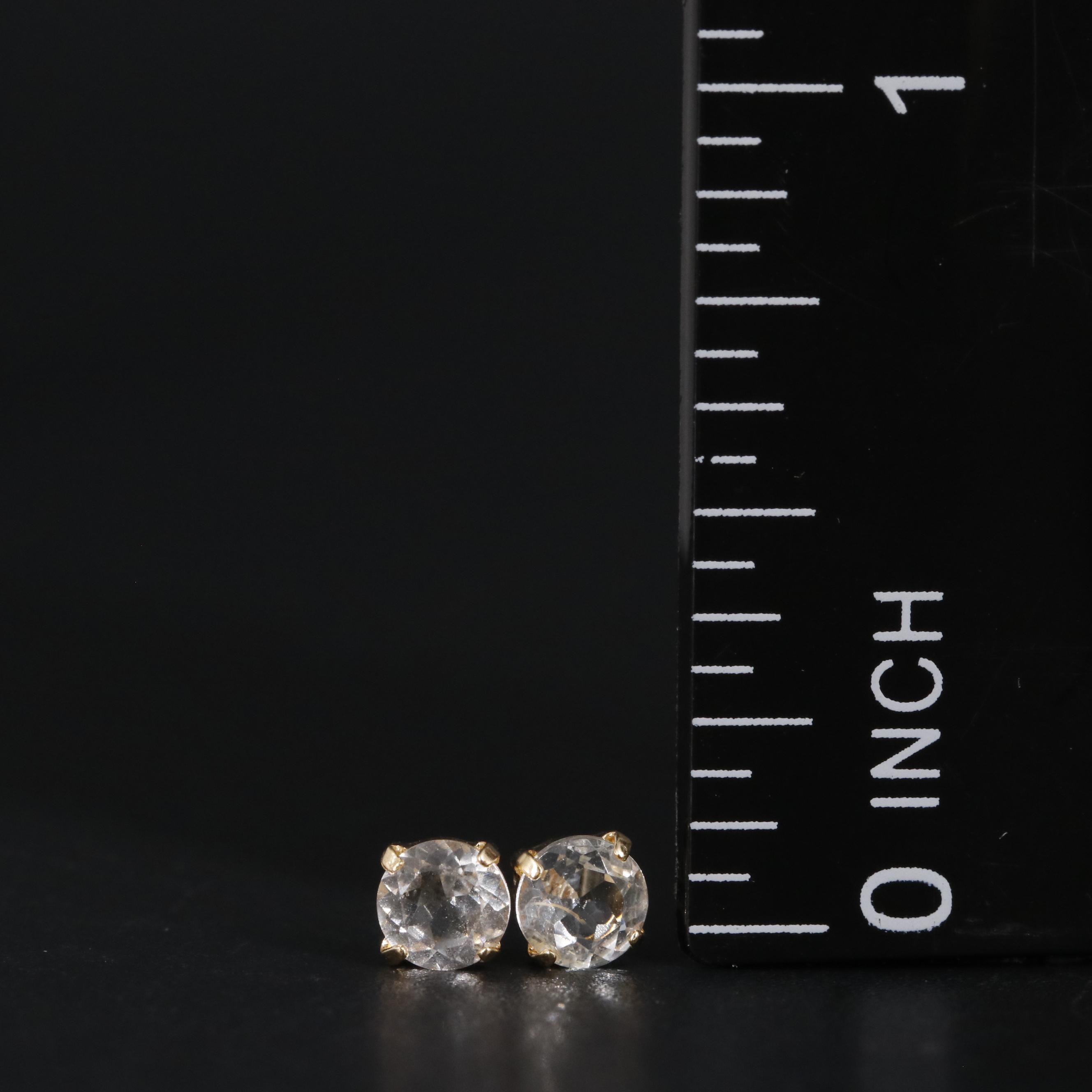 18K Goshenite Stud Earrings