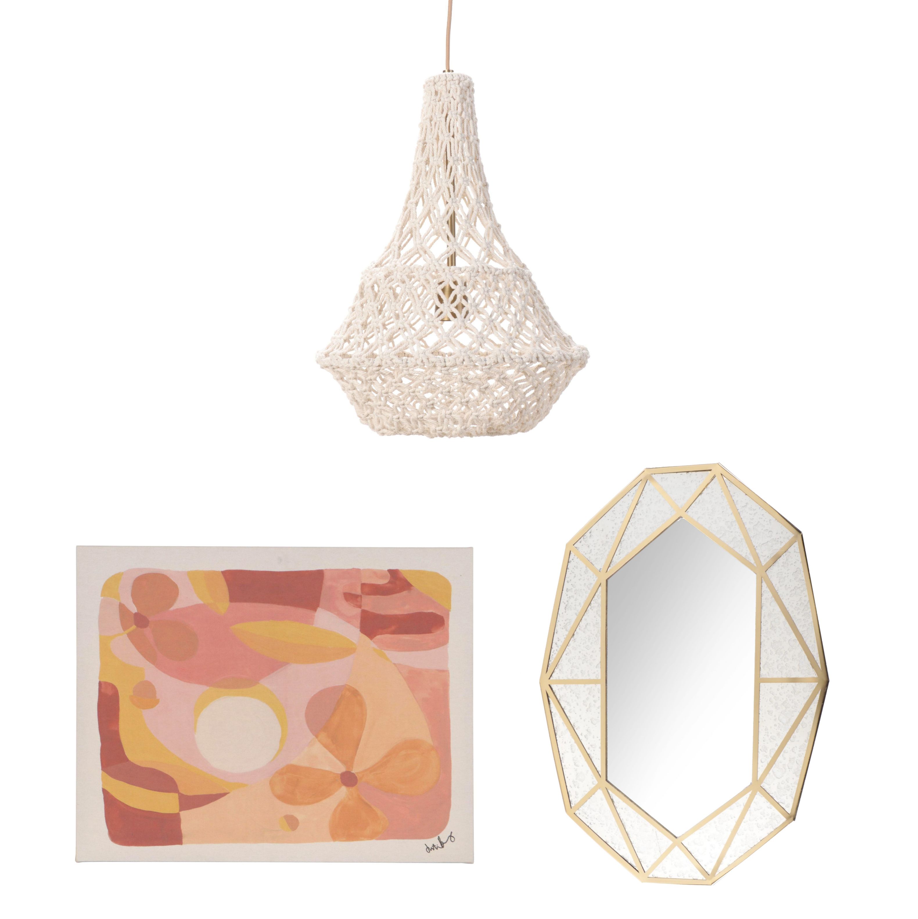 Opalhouse with Jungalow Pendant Light, Mirror, and Giclée After Justina Blakeney