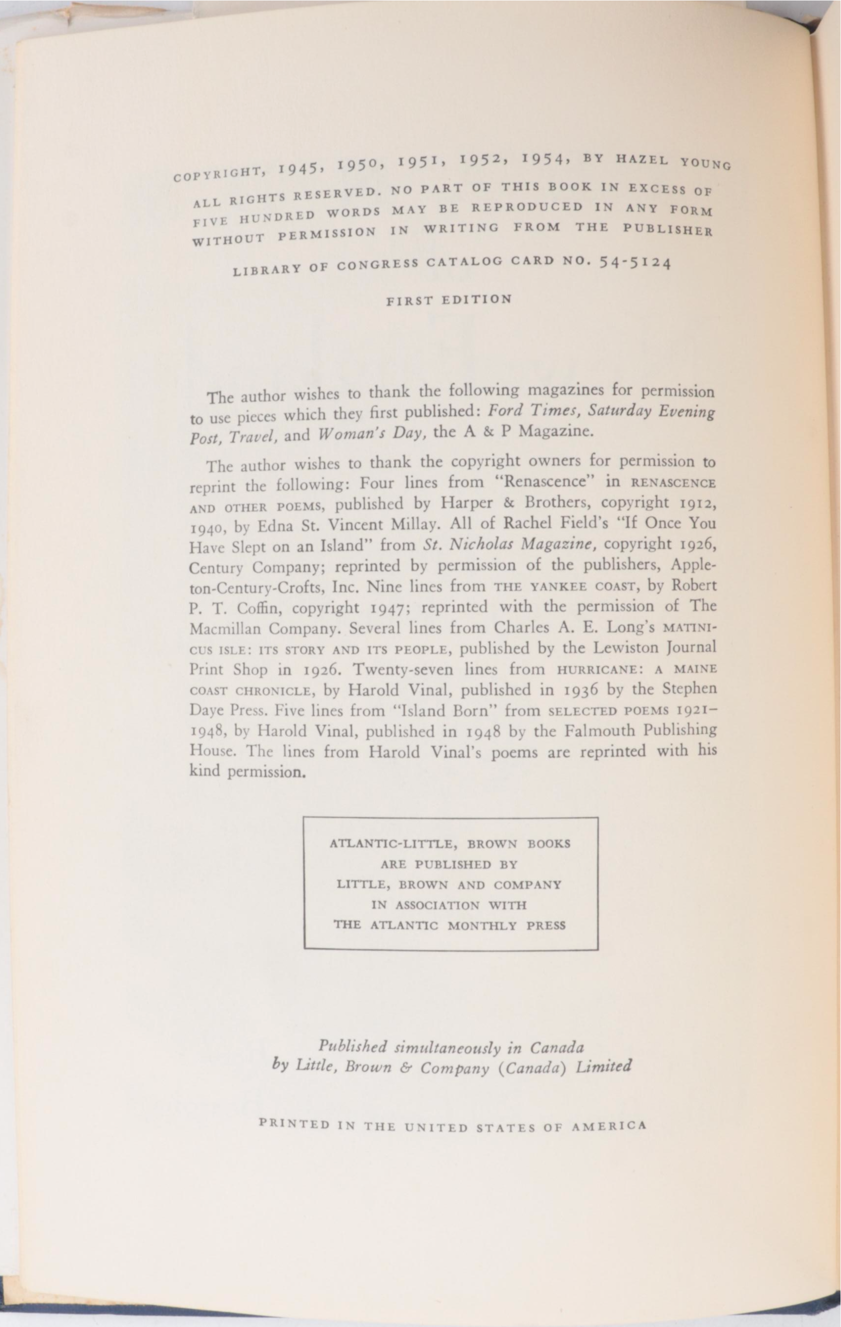 First Edition "Islands of New England" by Hazel Young and More