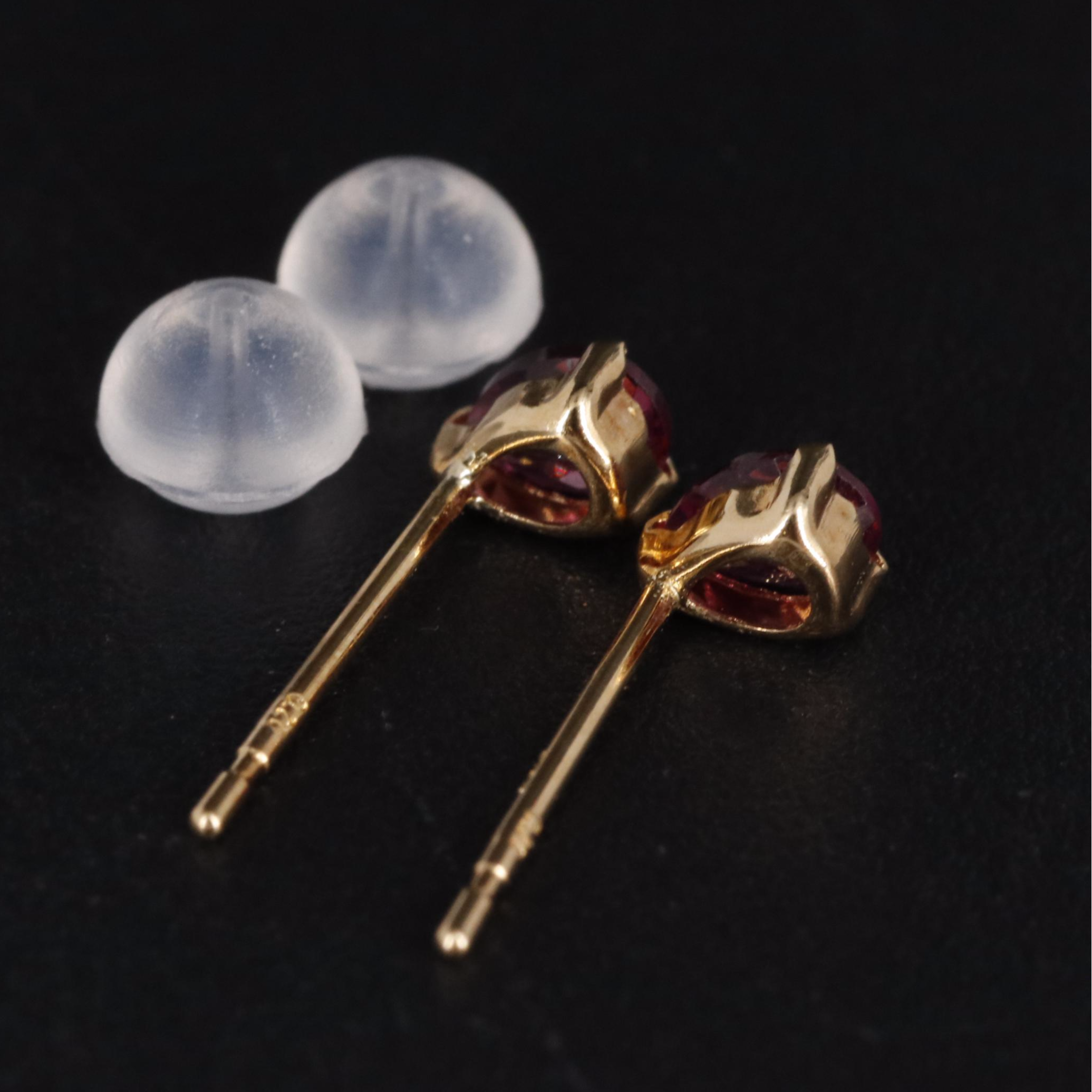 18K Purple Garnet Stud Earrings