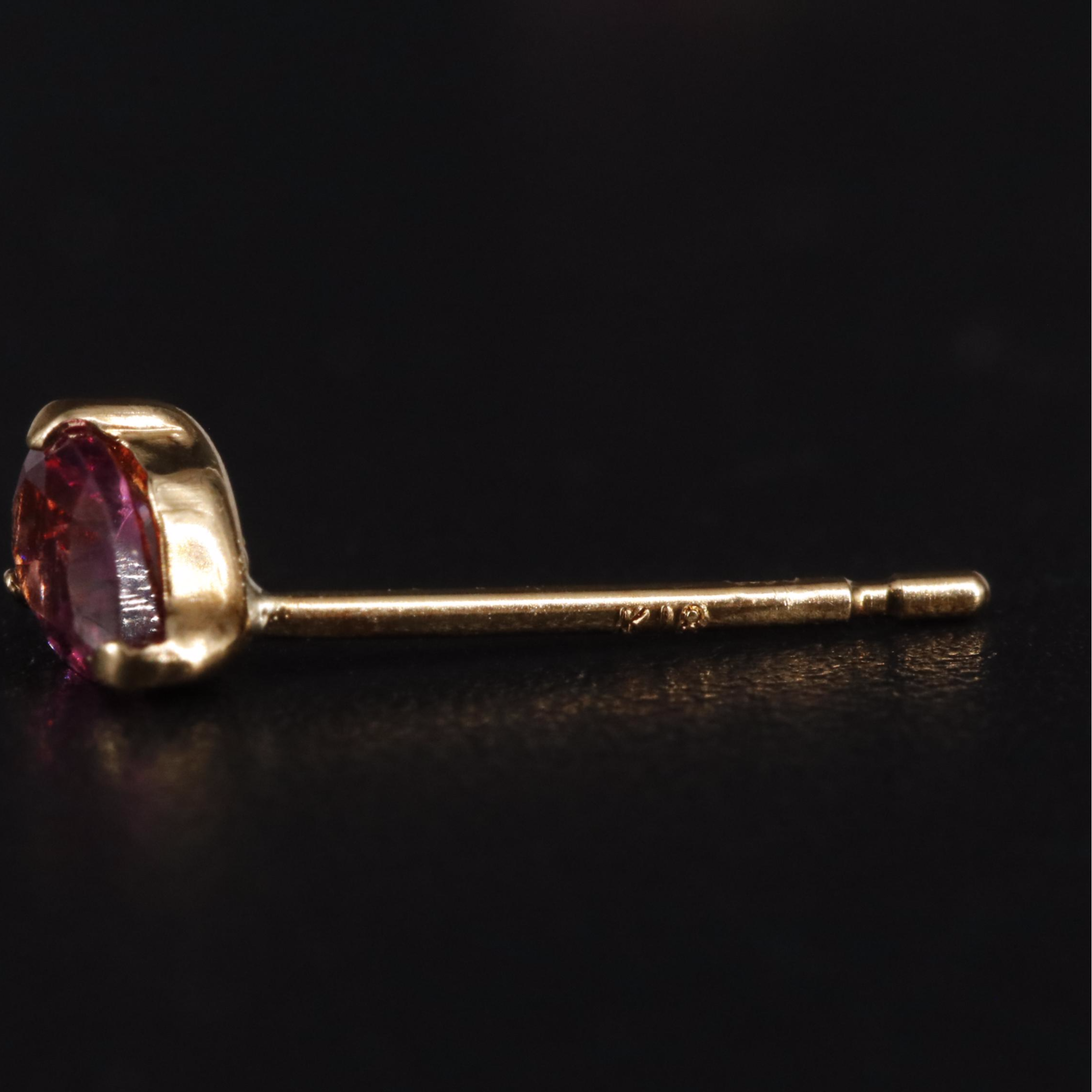 18K Purple Garnet Stud Earrings