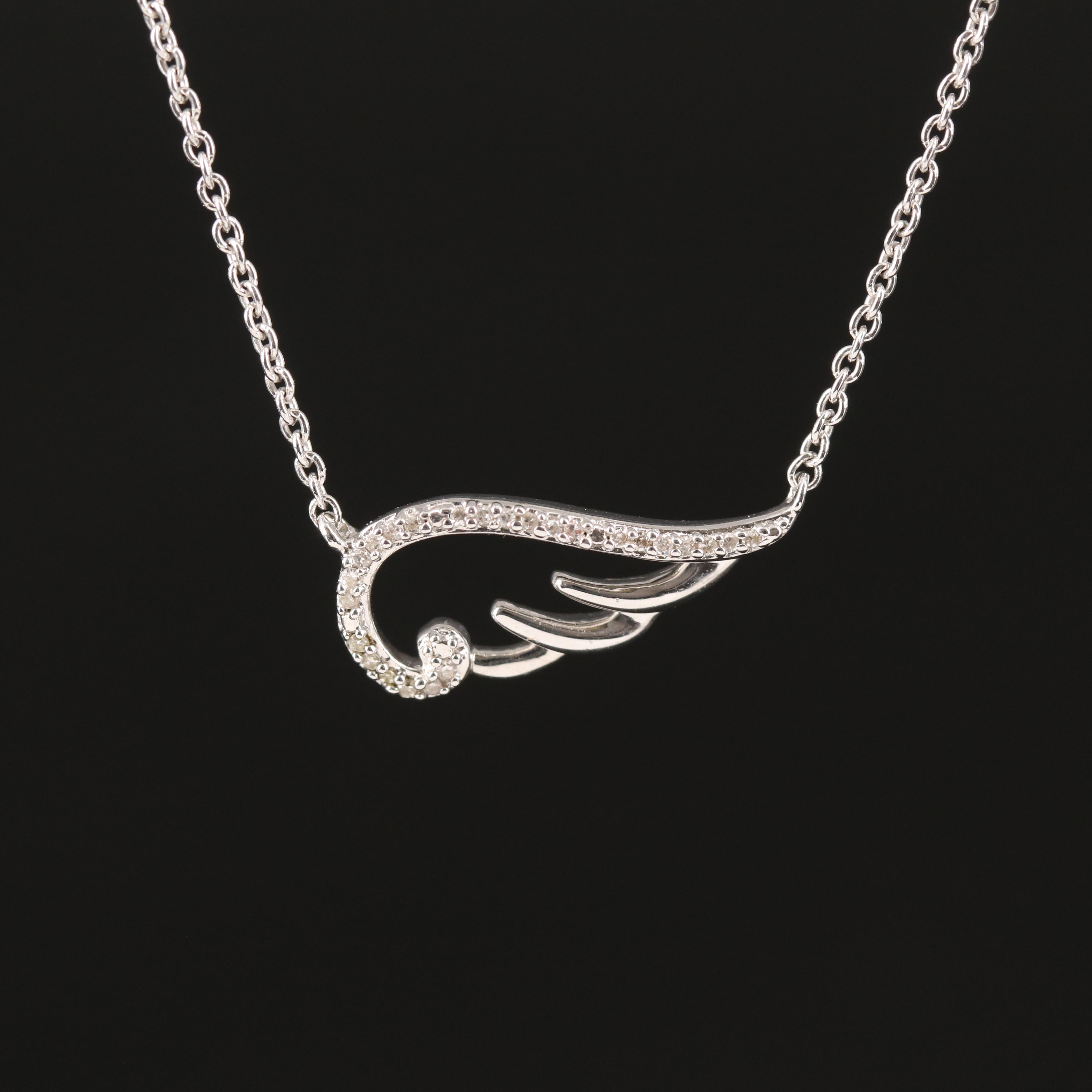 Sterling Diamond Wing Necklace